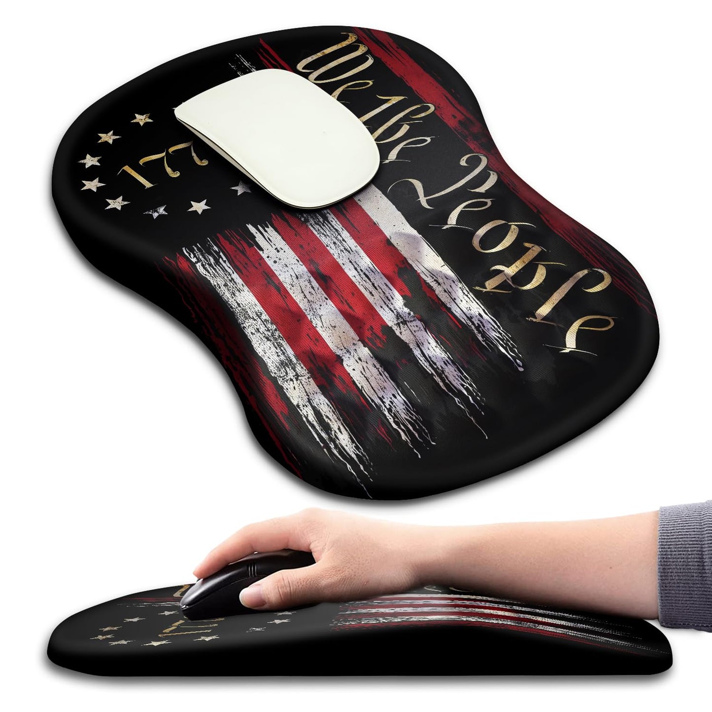 Hokafenle Ergonomic Mouse Pad Wrist Support with Massage Design, Wrist Rest Pain Relief Mousepad with Memory Foam&Non-Slip PU Base, Mouse Pads for Wireless Mouse & Desk (12x8 inch,Black)