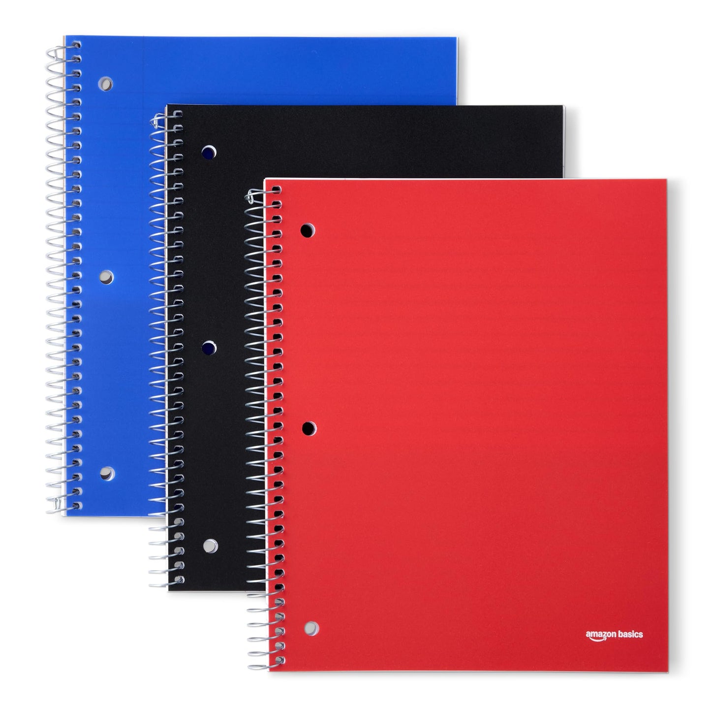 Amazon Basics Wide Ruled Spiral Notebook, Poly Cover, 5 Subject, For Work and School, 200 Sheets, 8.5" x 10.5", Black, 1-Pack
