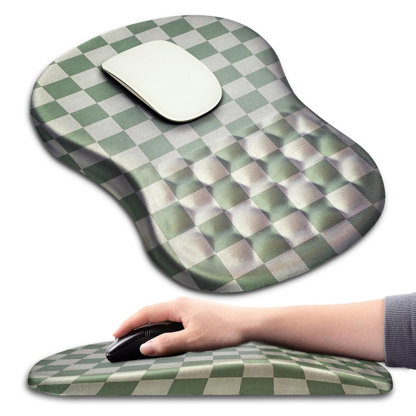 Hokafenle Ergonomic Mouse Pad Wrist Support with Massage Design, Wrist Rest Pain Relief Mousepad with Memory Foam&Non-Slip PU Base, Mouse Pads for Wireless Mouse & Desk (12x8 inch,Black)