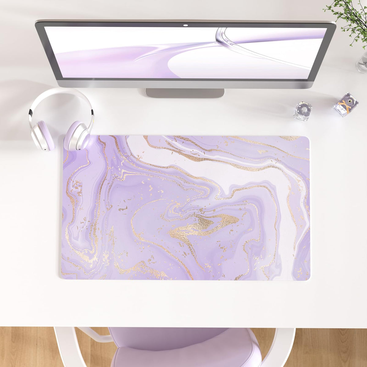 Faux Leather Large Mouse Pad, Office Desk Mat, 31.5"x15.7", Pink Floral | Desk Décor Accessories, Extended Size, Waterproof & Easy to Clean, Smooth Surface, Non Slip Desk Organization