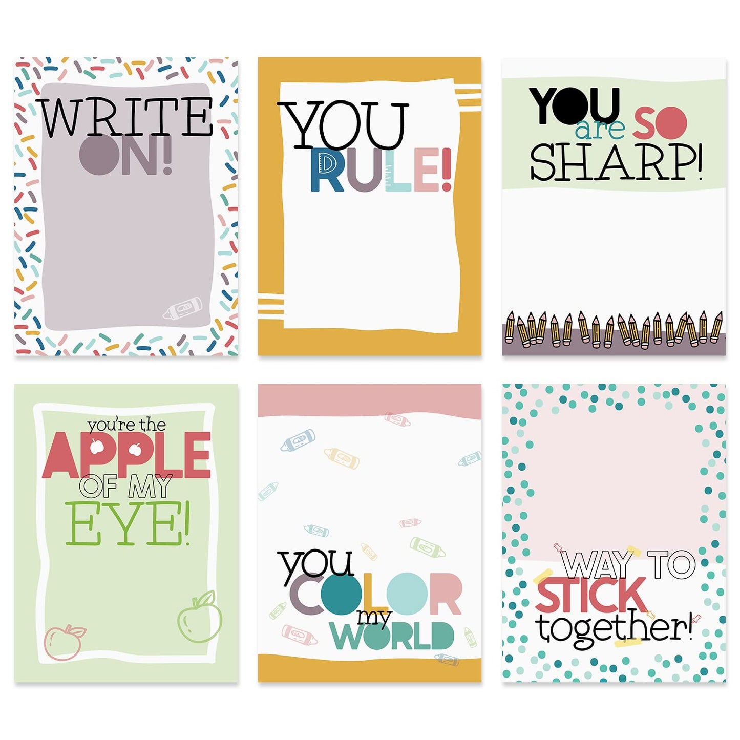 Cute Teacher Icons Sticky Note Pads / 4" x 3" Repositionable Classroom Sticky Notes / 50 Sheets Per Pad/Set of 6 Designs/Made in USA