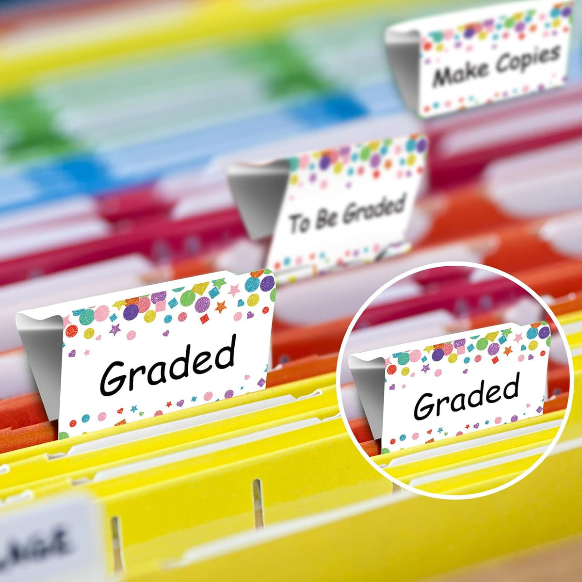 Tenare 6 Pack 2 Inch Teacher Binder Clips, Classroom Paper Organizer | Includes To Be Graded, Make Copies, Graded, Send Home, For Volunteer and To Be Filed for Classroom Management Paper Sorting