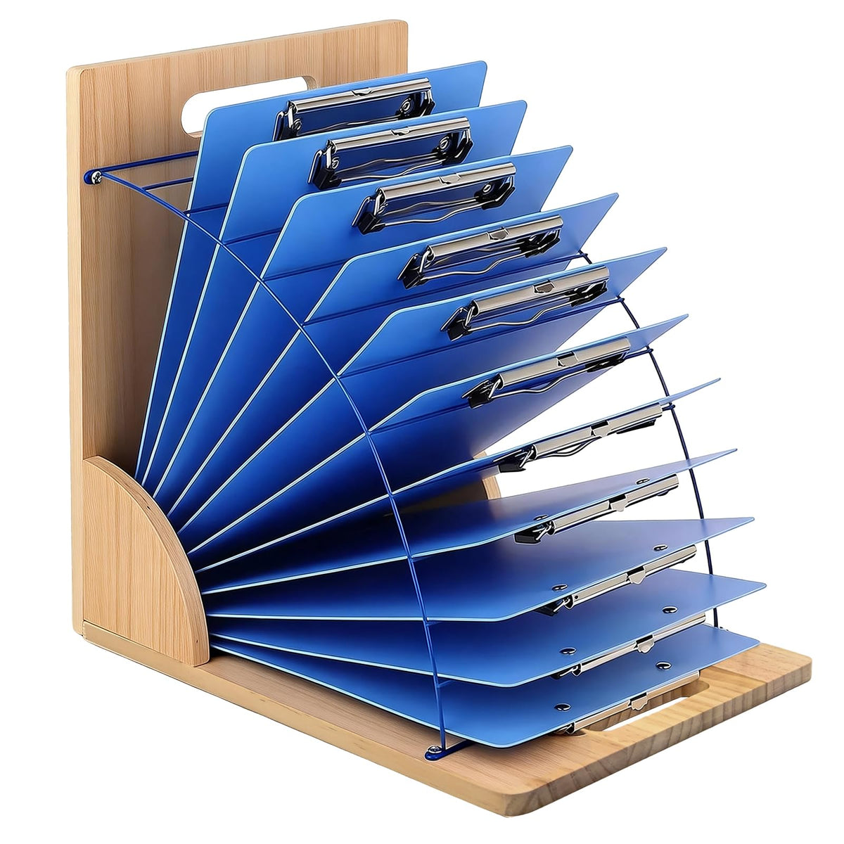 Clipboard Holder - 12 Layer Clipboard Storage Rack, Wooden Clipboards Organizer with Sturdy Metal Shelf for Classroom Office Desk Accessories Essentials Supplies Workshop Teacher Must Haves
