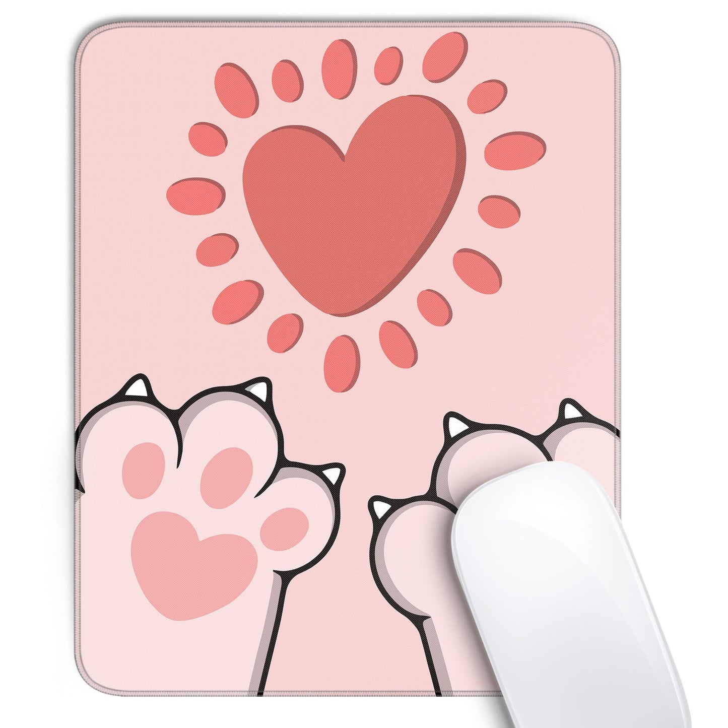Cute Black Cat Mouse Pad,Kawaii Anime Cat Mouse Pads for Wireless Mouse Desk Accessories,10"X8" Travel Mousepad with Non-Slip Rubber Base, Stitched Edge Mouse Pads for Desk,Computers,Laptop,Office