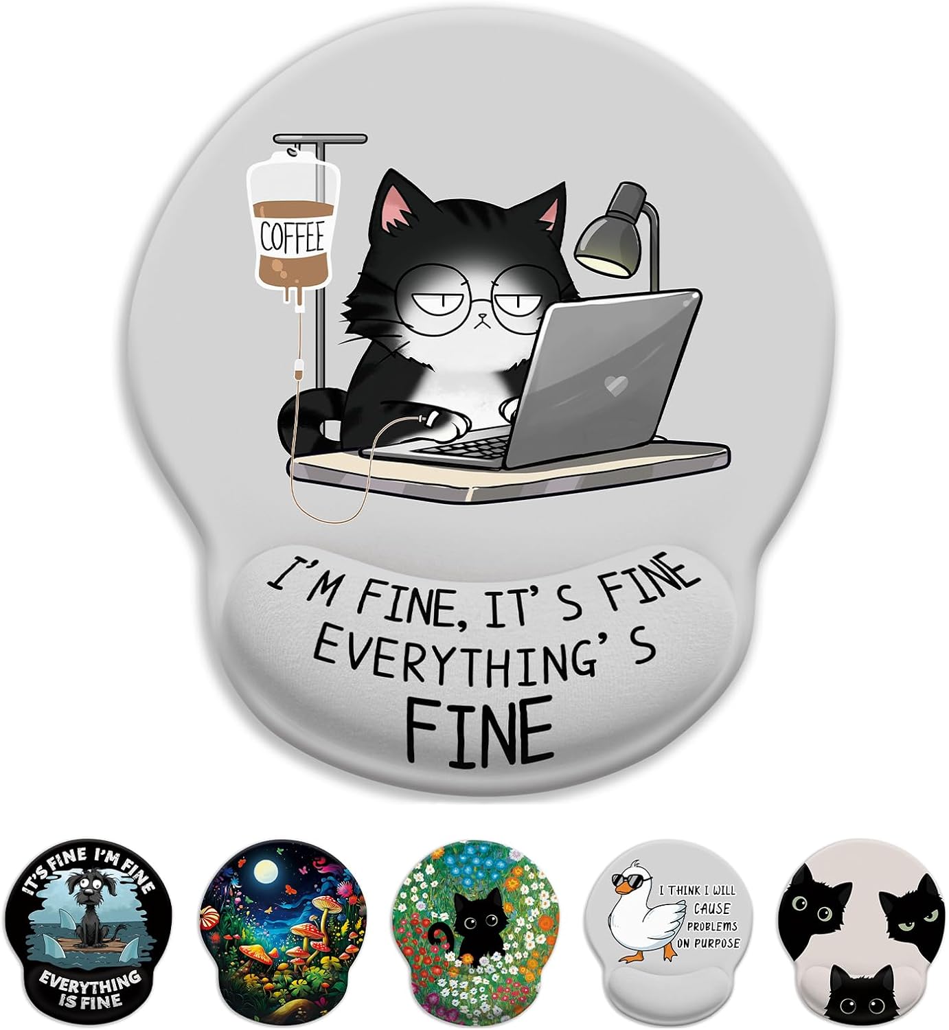 LIMKRIAN Funny Ergonomic Mouse Pad with Wrist Rest, Cat Desk Decor Gifts | Comfort Wrist Support, Cooling Gel Eases Wrist Pain, Non-Slip PU Base, Gaming Computer Cute Office Desk Accessories Supplies