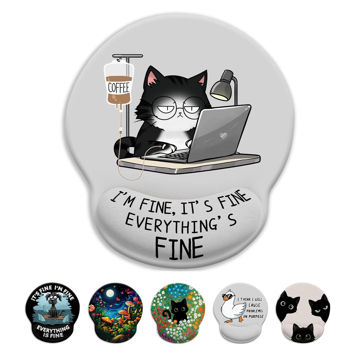 LIMKRIAN Funny Ergonomic Mouse Pad with Wrist Rest, Cat Desk Decor Gifts | Comfort Wrist Support, Cooling Gel Eases Wrist Pain, Non-Slip PU Base, Gaming Computer Cute Office Desk Accessories Supplies