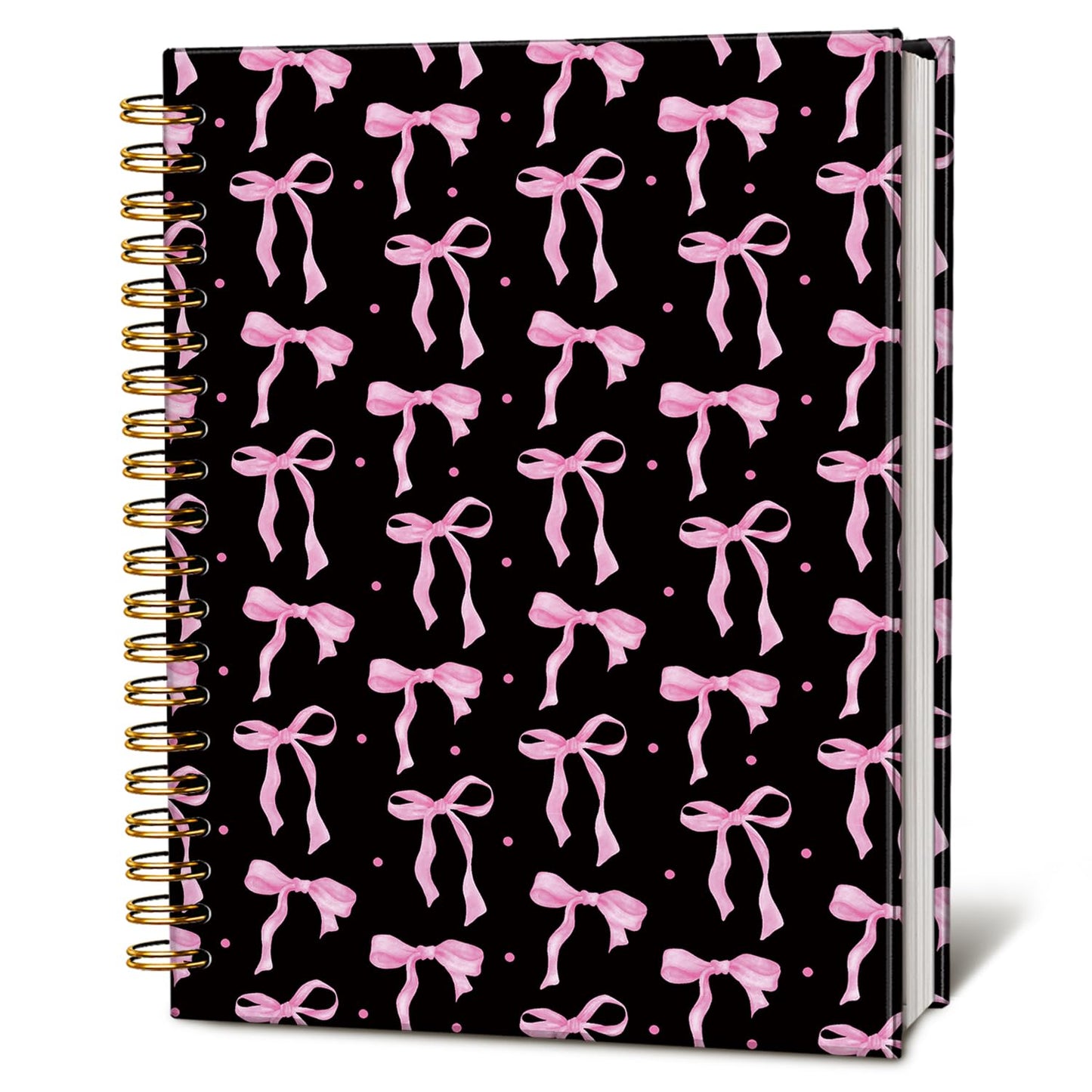 Cute Pink Bow Journal for Teen Girls & Women, Cute School Supplies - Cute Preppy Bow Stuff Birthday Gifts for Women Girls, Coquette Stuff Pink Bow Bible Hardcover Spiral Notebook 5.5x8.3