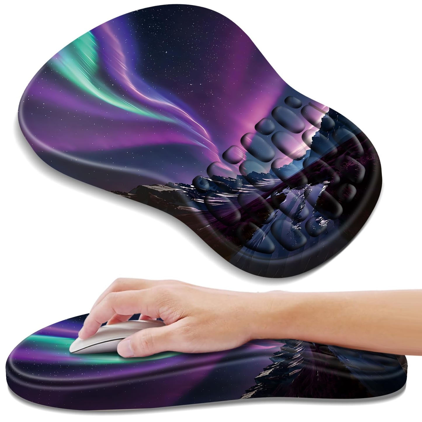 YIWEI Ergonomic Mouse Pad with Wrist Rest for Carpal Tunnel Pain Relief | Memory Foam Wrist Support,Non-Slip Rubber Base, Keyboard Computer Mousepad,Lycra Cloth Surface,Gaming Home Office,Black