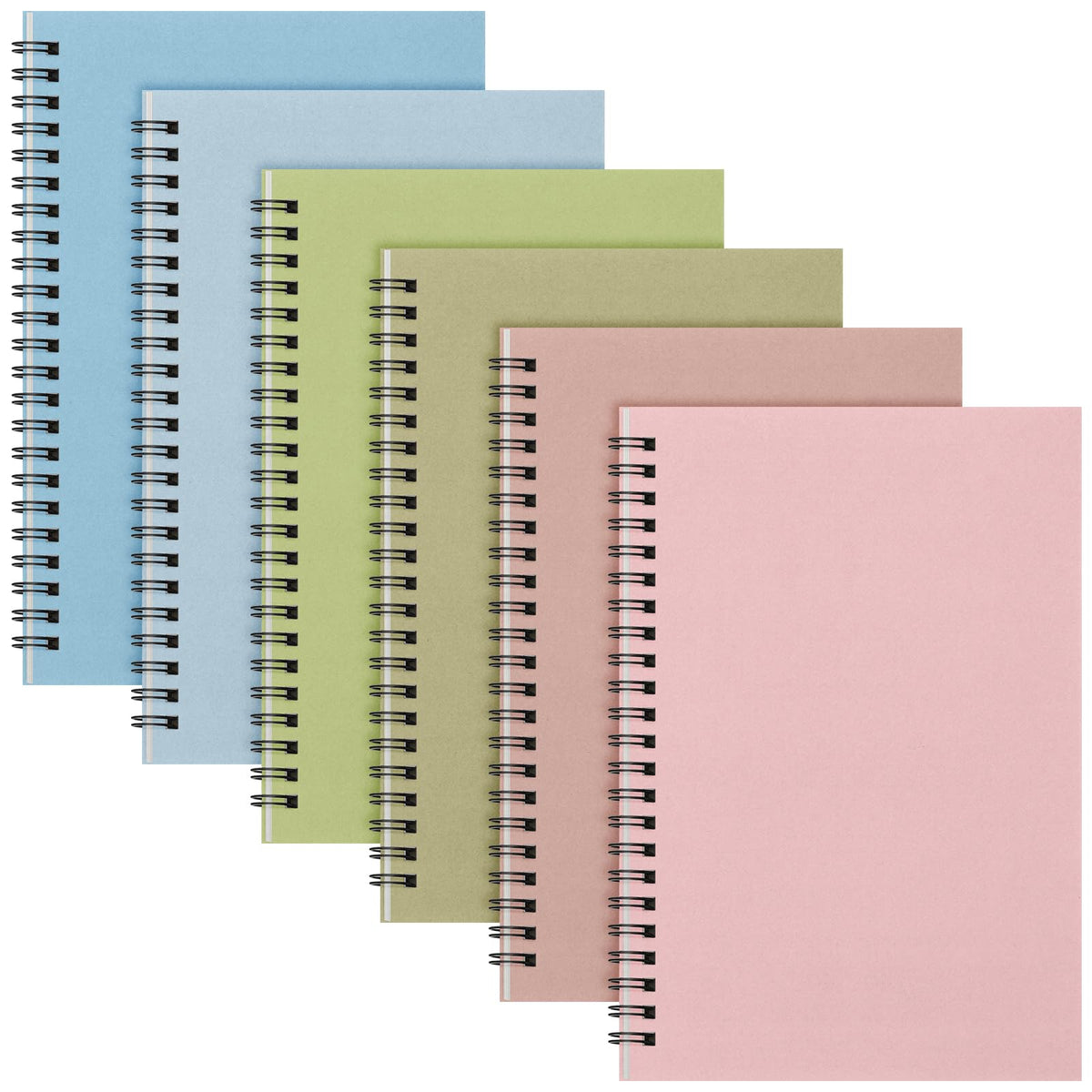 6 Pack Spiral Notebook 10.5x7.45 Notebook,Fresh,Morandi | B5 Spiral College Ruled Notebook,140 Page Journal, Writing Kraft Cover Lined Notepad for Office School Journaling
