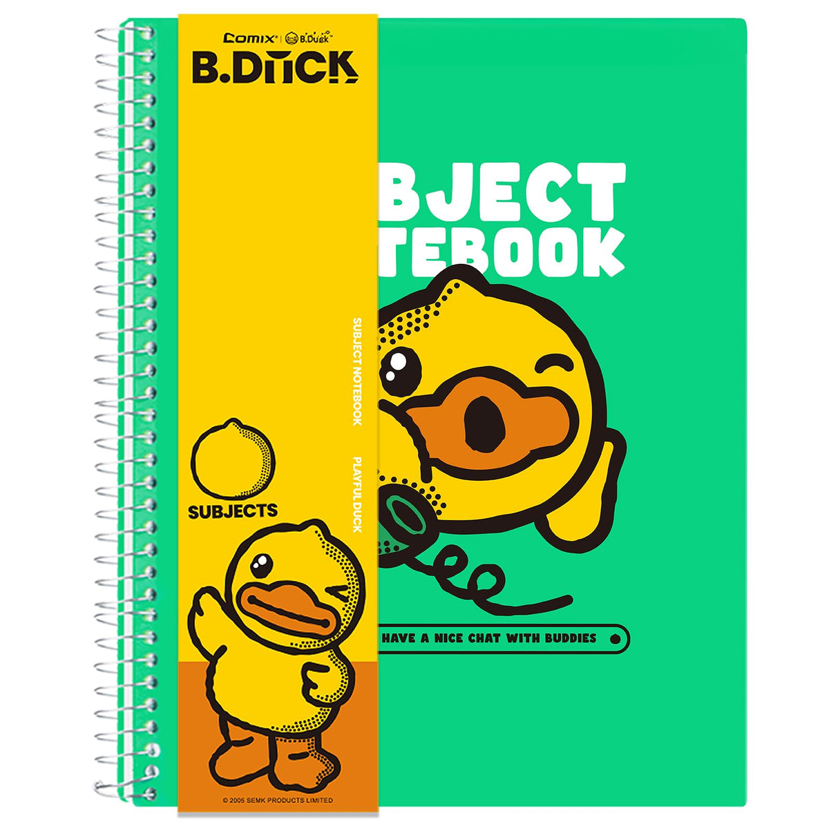 Comix 6-Pack 1 Subject Notebook with Plastic Cover, 70 Sheets 8.5" x 11" College Ruled Notebook with 1 Divider for Office/School/Home (Black,Blue,White,Green,Pink,Orange)