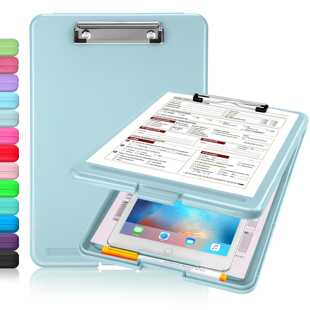 Sooez Clipboard with Storage, Plastic Nursing Clip Board, 8.5" x 11", Work | Sturdy Clipboards Foldable, Cute Hanging Clip Board Case, Teacher, Classroom Must Haves, Office School Supplies, Women & Men