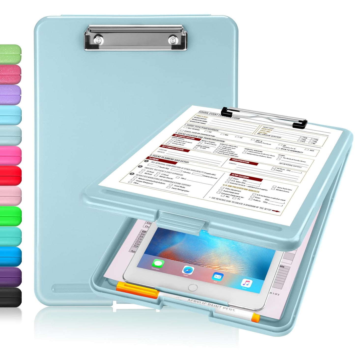 Sooez Clipboard with Storage, Plastic Nursing Clip Board, 8.5" x 11", Work | Sturdy Clipboards Foldable, Cute Hanging Clip Board Case, Teacher, Classroom Must Haves, Office School Supplies, Women & Men
