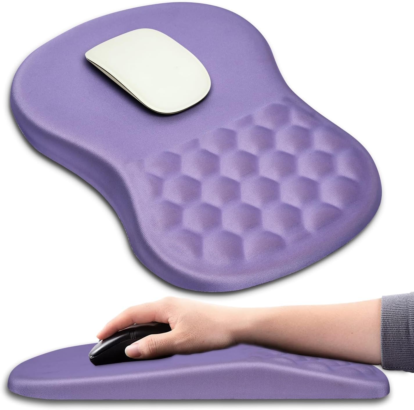 Hokafenle Ergonomic Mouse Pad Wrist Support with Massage Design, Wrist Rest Pain Relief Mousepad with Memory Foam&Non-Slip PU Base, Mouse Pads for Wireless Mouse & Desk (12x8 inch,Black)