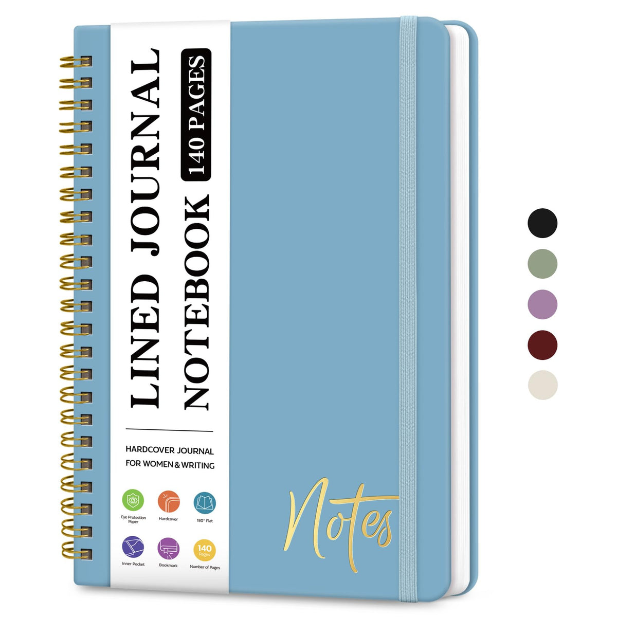 ZOTIA Lined Spiral Notebook for Work Hardcover Spiral Journal College Ruled | Purple, 5.7" x 7.9" Spiral Journals for Writing, Work Notebooks, Note taking and Office School Supplies, 140 Pages