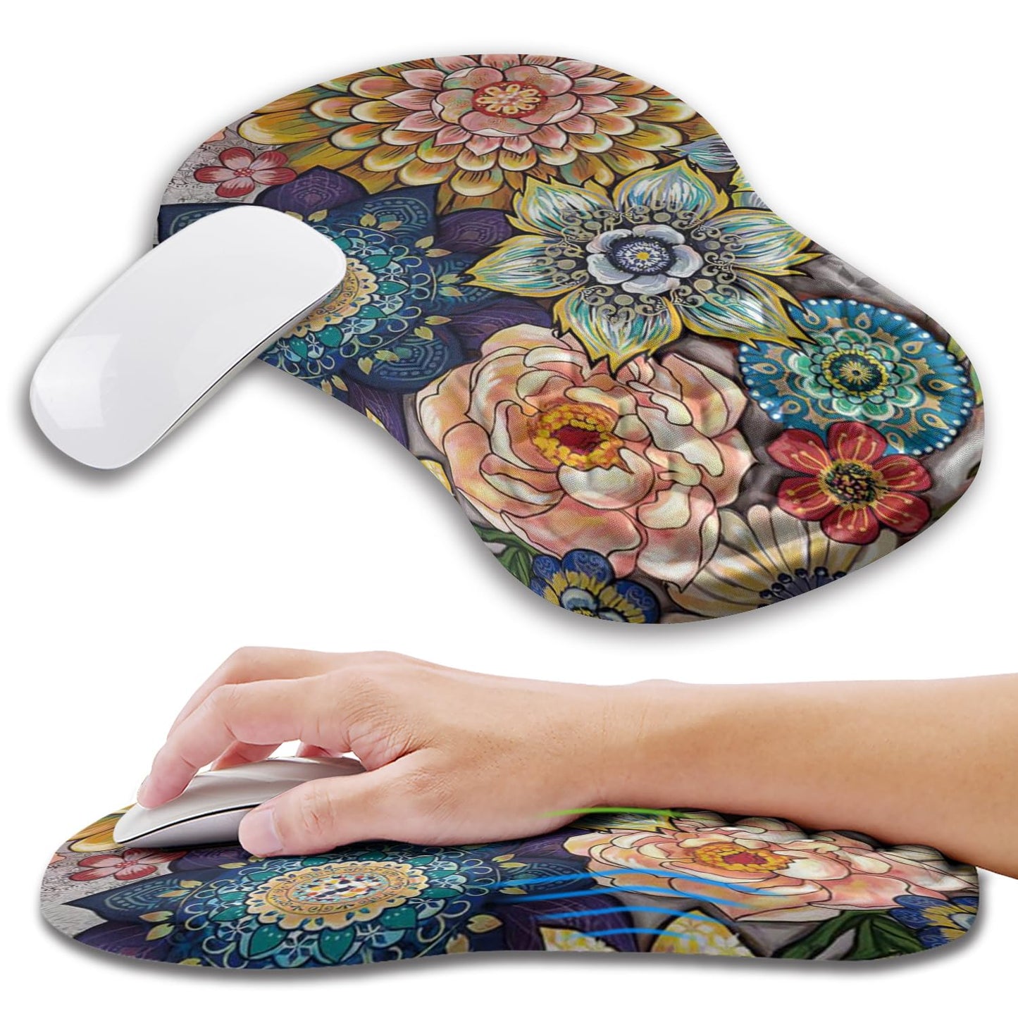 Ergonomic Mouse Pad Wrist Support with Memory Foam Massage Bulge, Carpal Tunnel Pain Relief Mousepad Wrist Rest for Mouse(12x8 inch, Black)