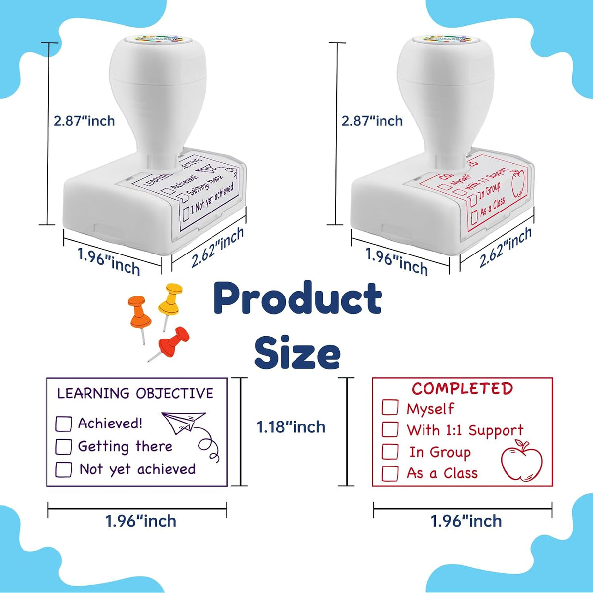 Happy Teaching Checkbox Grading Stamps - Teacher Gifts, Easy Grading, Improved Efficiency (Red+Purple)