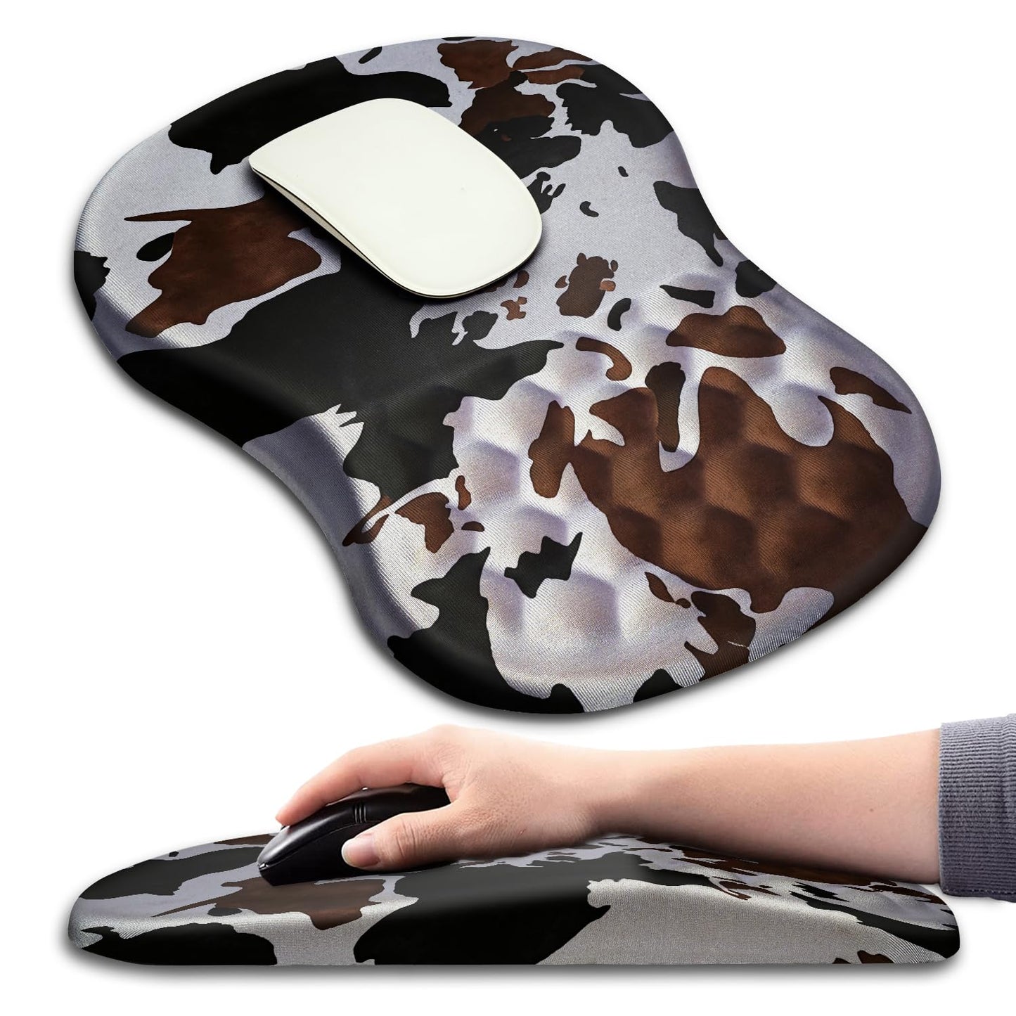 Hokafenle Ergonomic Mouse Pad Wrist Support with Massage Design, Wrist Rest Pain Relief Mousepad with Memory Foam&Non-Slip PU Base, Mouse Pads for Wireless Mouse & Desk (12x8 inch,Black)
