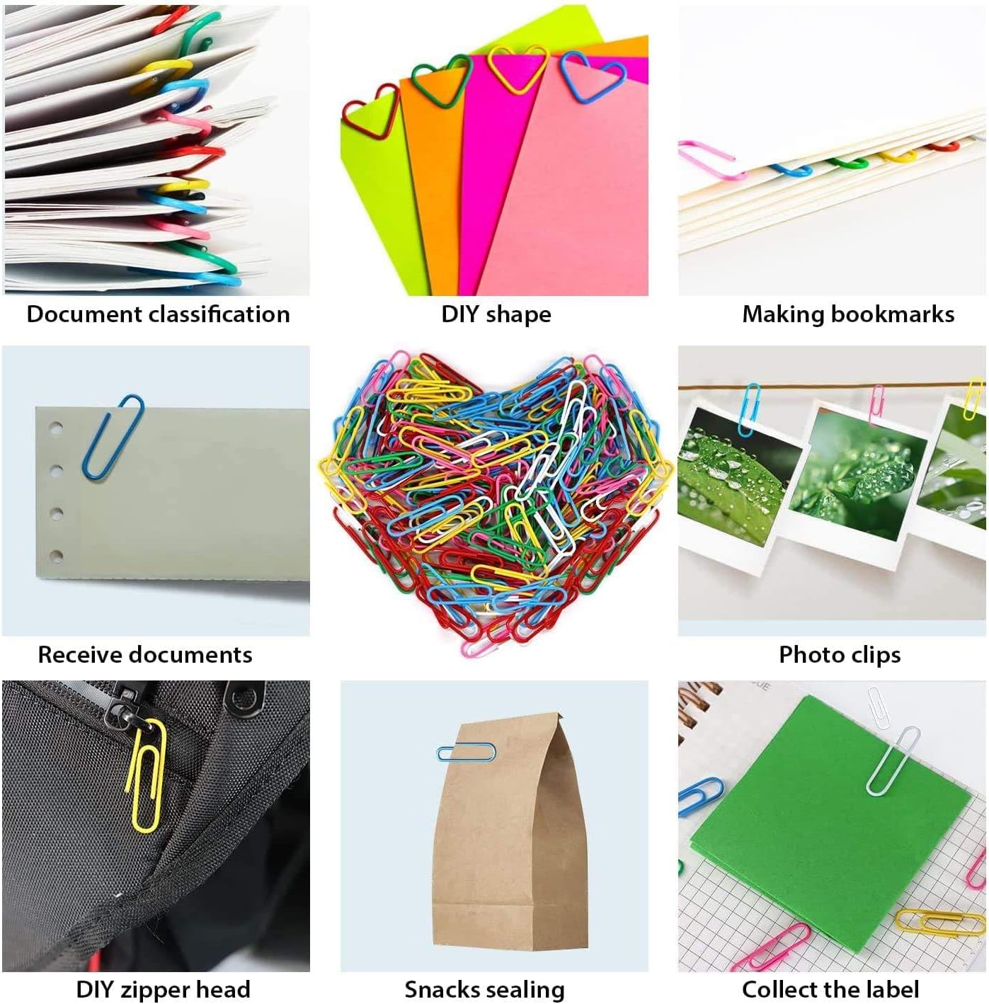 100PCS 1.3inch Paper Clips Colorful,Durable and Rustproof, Stainless Steel Paper Clips Medium, Paperclips Office for Teacher Supplies School