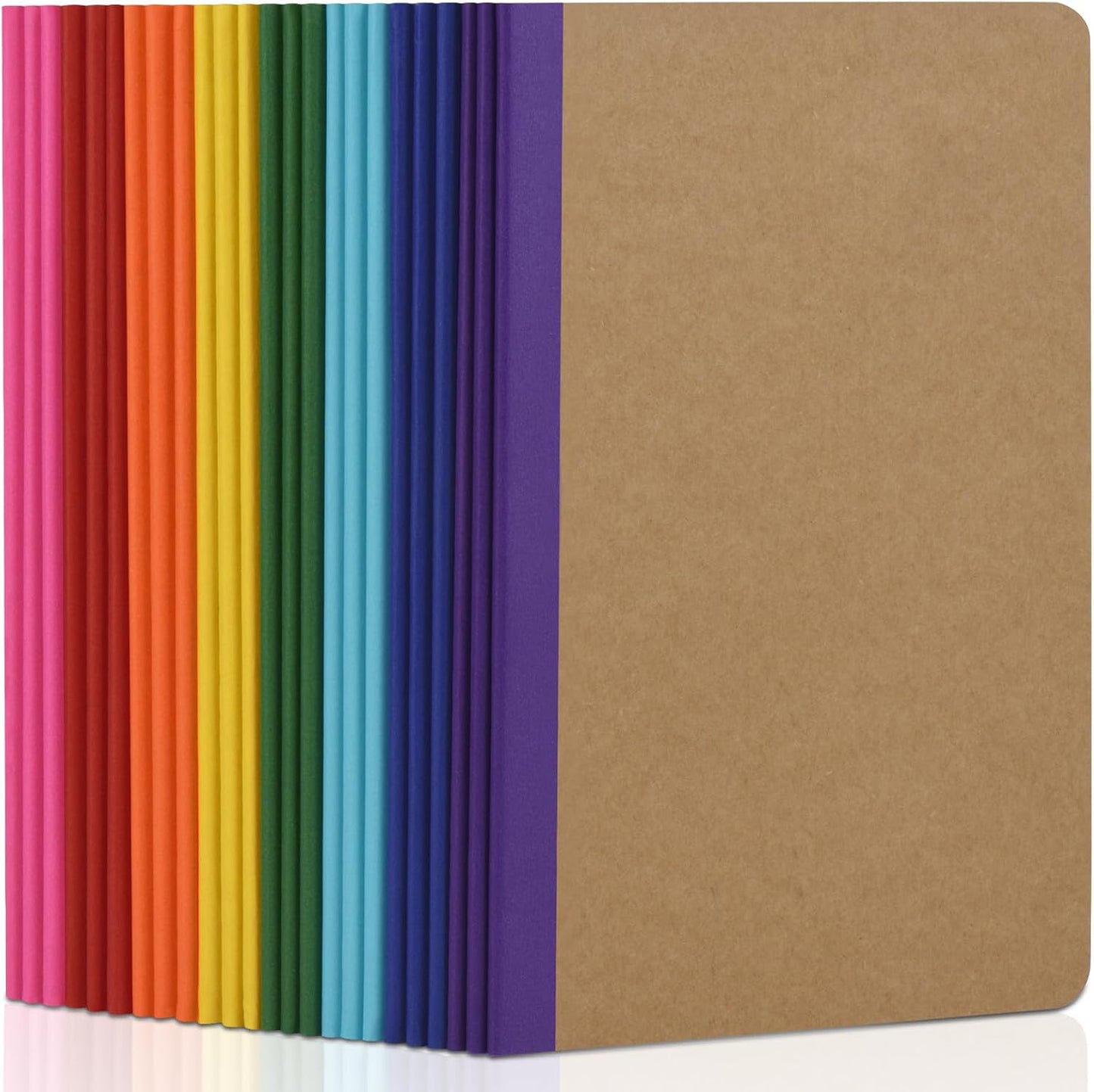 Composition Notebooks Bulk, A5 Kraft Cover Lined Journals with Rainbow Spines for School, Business, Work and Daliy Use (24, 8 colors)