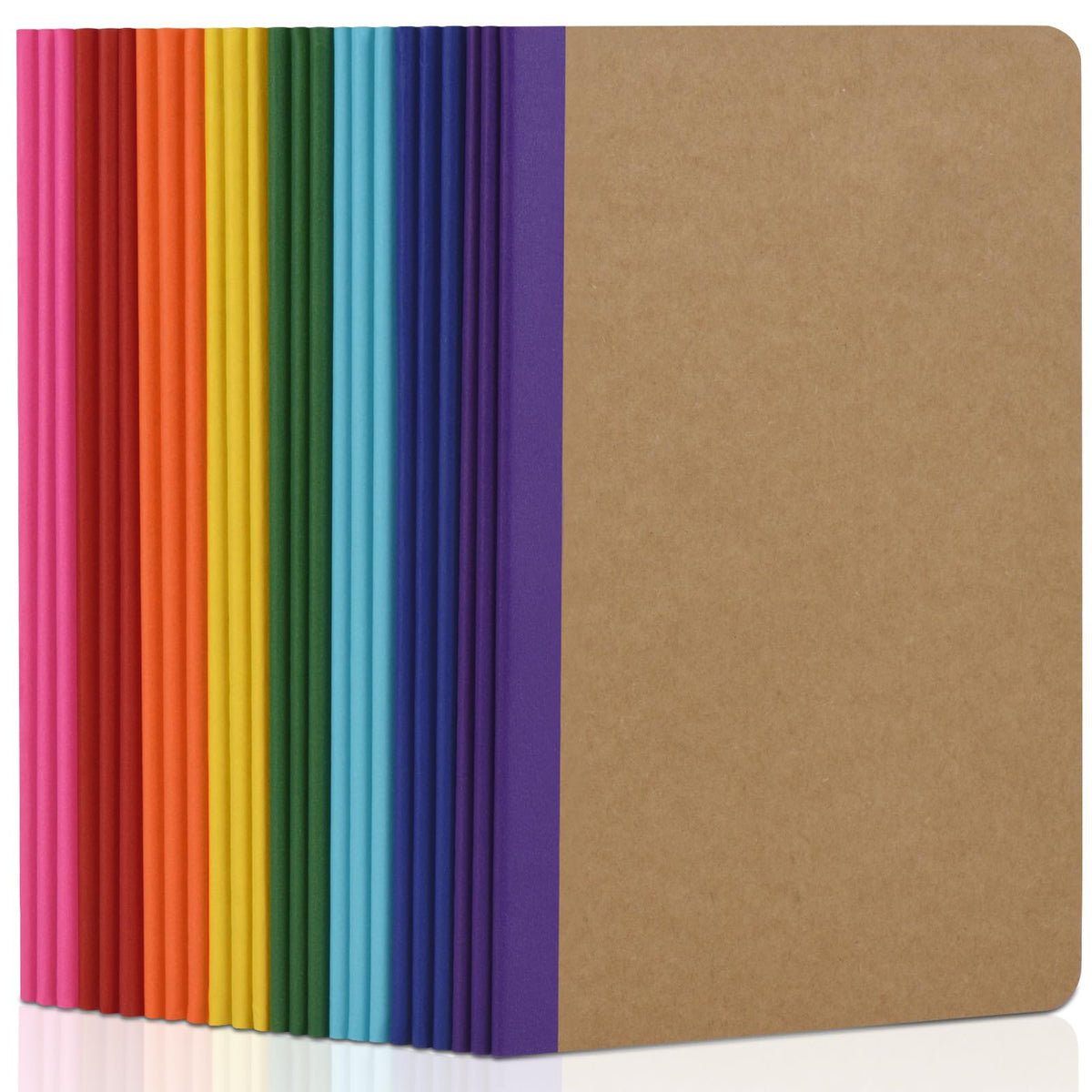 Composition Notebooks Bulk, A5 Kraft Cover Lined Journals with Rainbow Spines for School, Business, Work and Daliy Use (24, 8 colors)