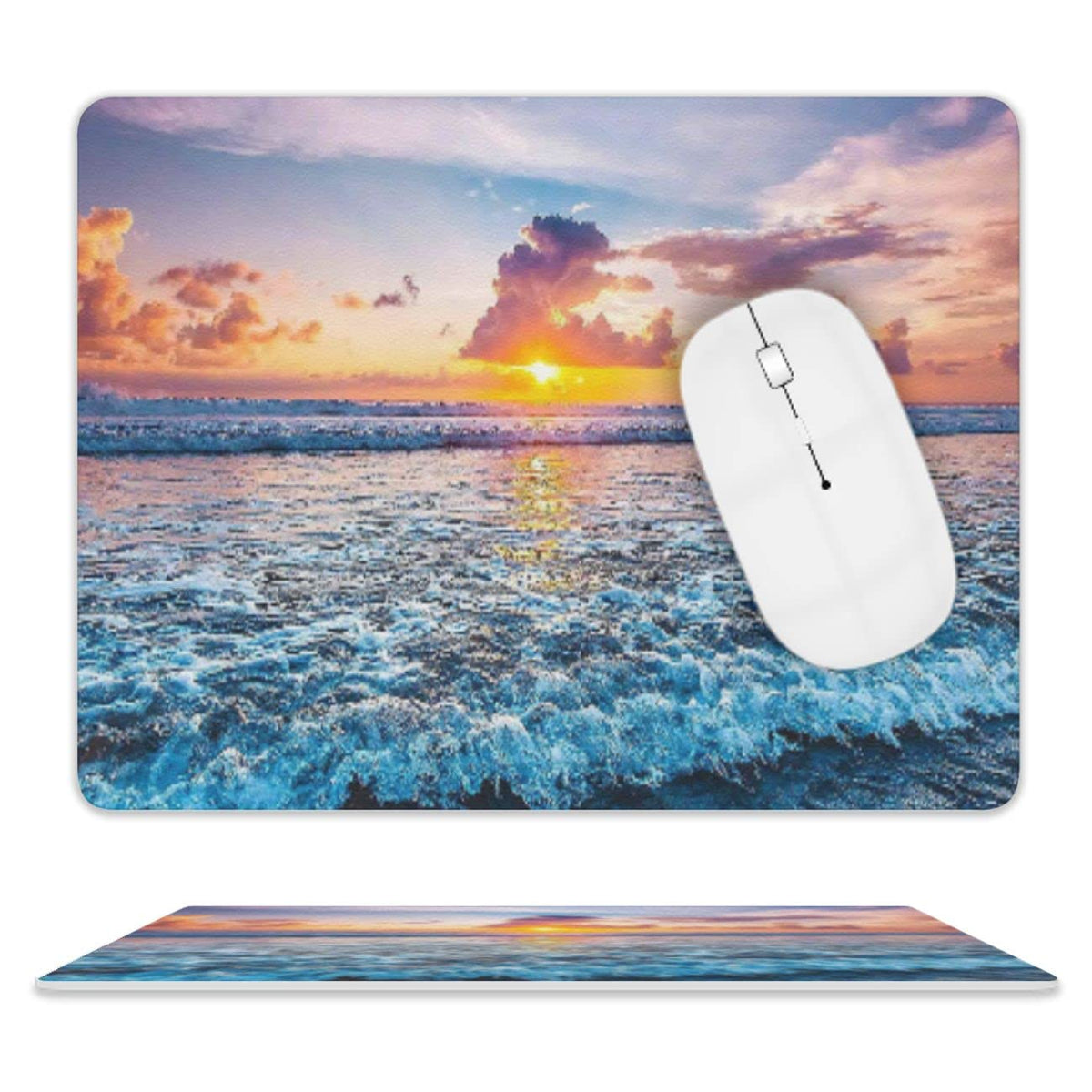 Beach Sunset Mouse Pad,Cute Mouse pad,Custom Small Mouse Pads with Designs,Portable Office Non-Slip Rubber Base Wireless Mouse Pad for Laptop