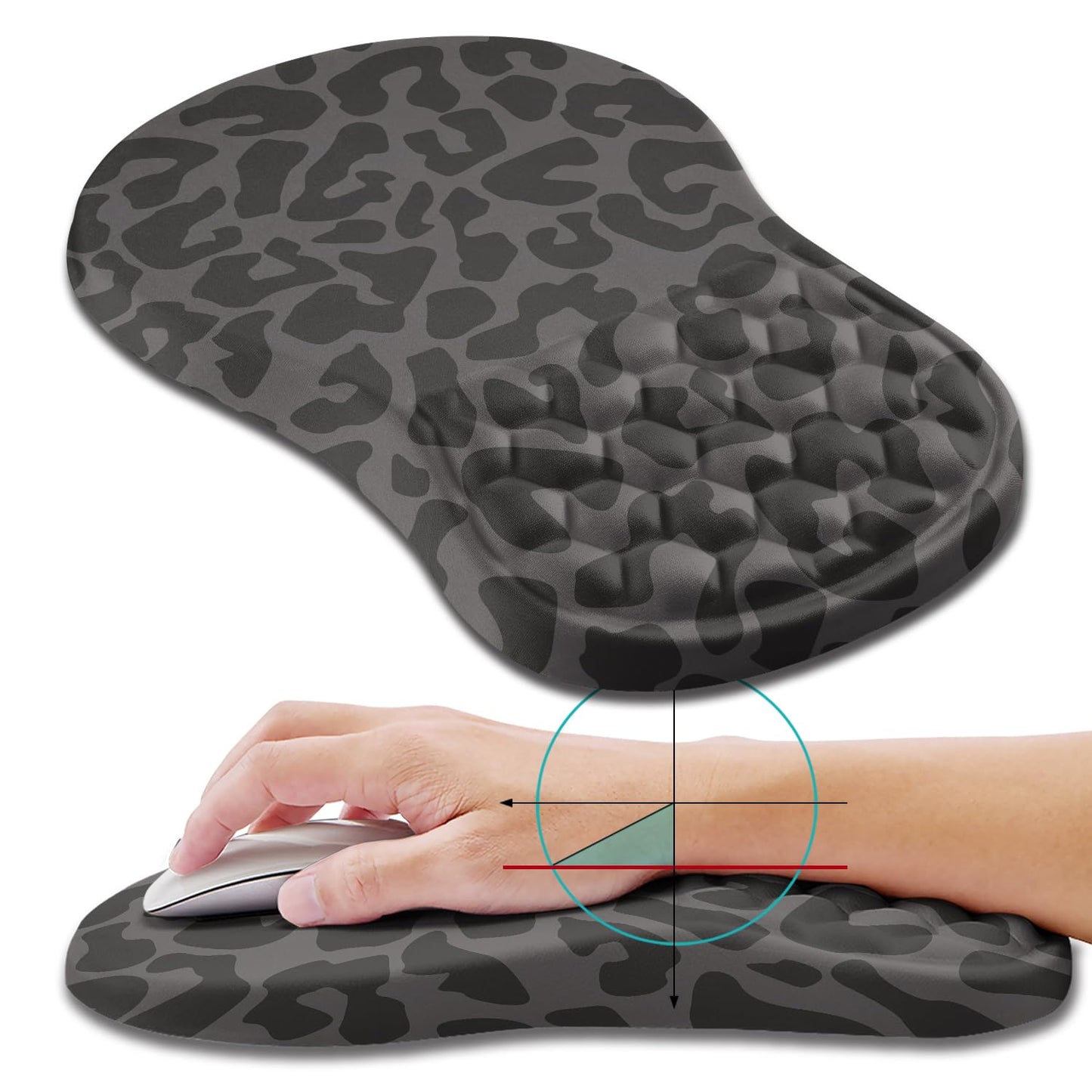 Hokafenle Ergonomic Mouse Pad Wrist Support, Wrist Rest Mousepad for Carpal Tunnel Pain Relief with Integrated Memory Foam Slope Massage Bulge (11.8x7.9 inch,Topographic Contour)