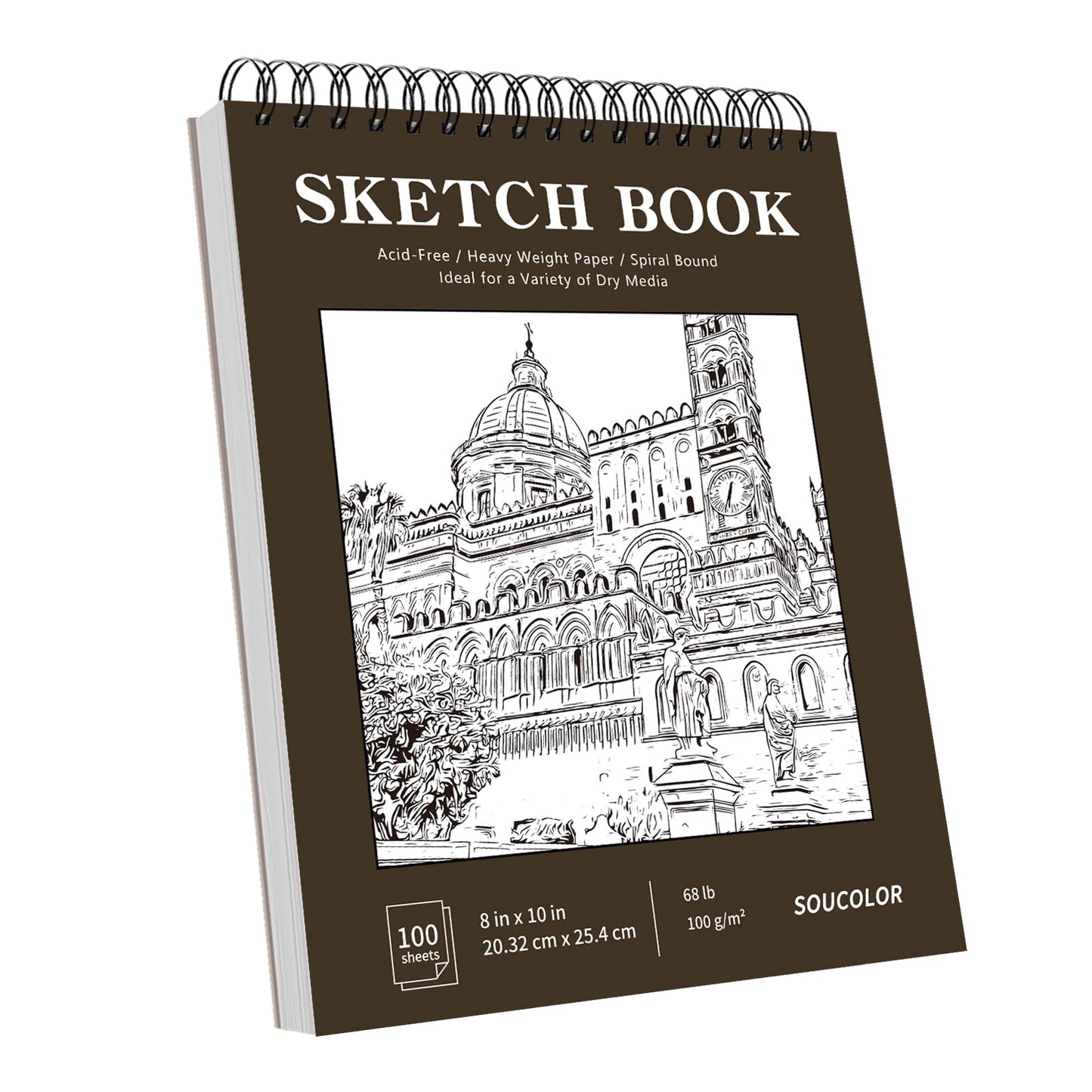 Soucolor Sketch Book 9" x 12", 100 Sheets Kids Art Sketchbook Drawing Pad | 68lb Acid-Free, Fine-Texture Paper, Top Spiral for Lay-Flat, Gift for Teens Girls Boys Beginners Adults, School Art Supplies