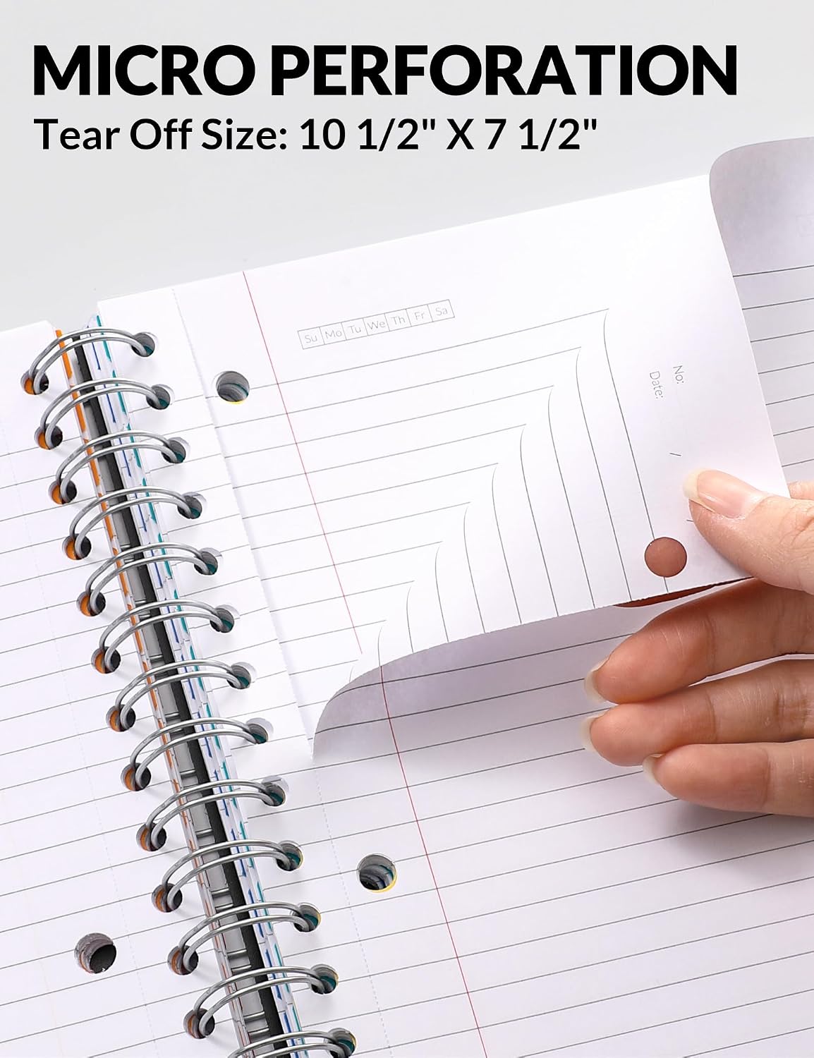 SUNEE Spiral Notebooks for Work with Removable Dividers & Tabs – College Ruled 5 Subject, 300 Pages, 3 Hole Punched, Durable PP Cover, 8"x10.5" – Notebooks for Office or School, Black