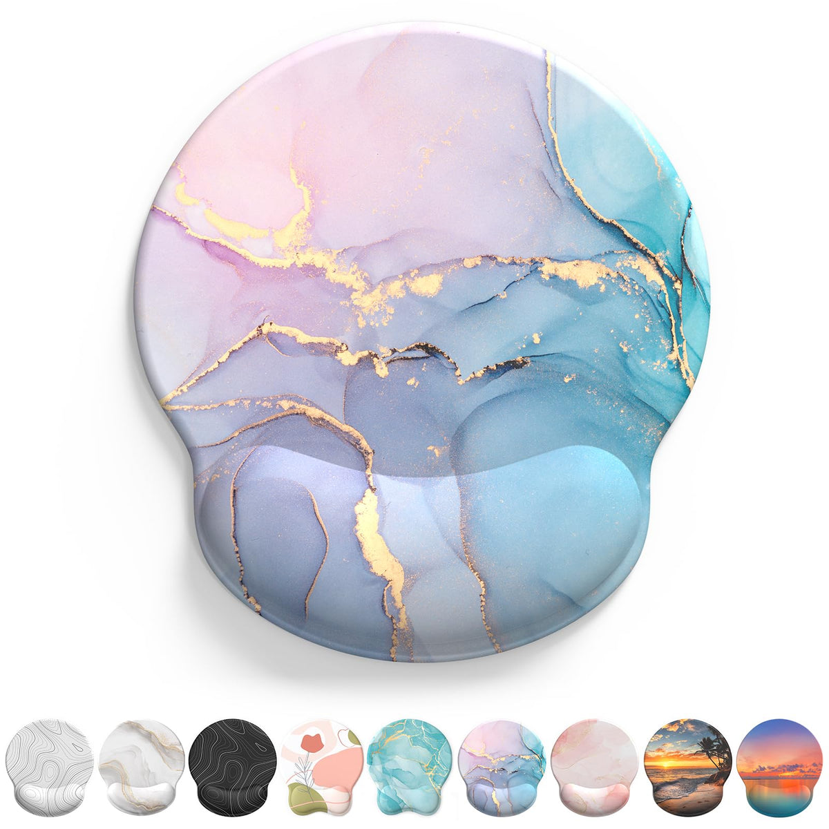 Mouse Pad with Wrist Rest, Comfortable Computer Mousepad with Gel Wrist Support Smooth Surface and Non-Slip PU Base for Pain Relief, Laptop, Office & Home (Rose)