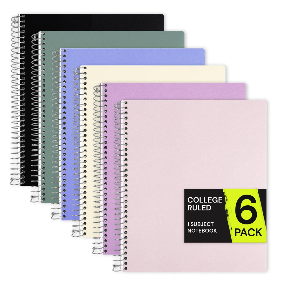 ONAVIA 1 Subject Spiral Notebook College Ruled 5 Pack, 140 Pages, Assorted | 70 Sheets, 8 x 10.5 in, 3-Hole Punched, School Notebook, Writing Notebook, Students, Study