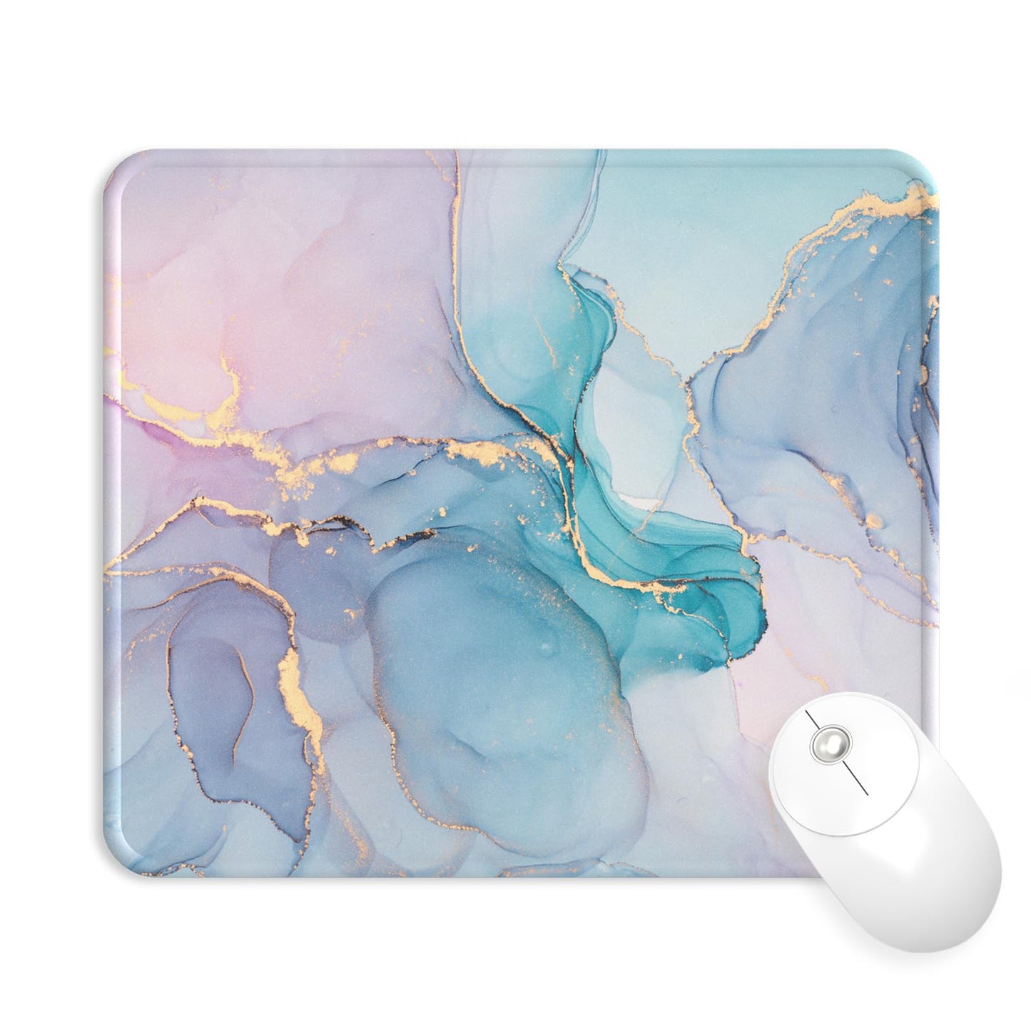 Mouse Pad with Wrist Rest, Comfortable Computer Mousepad with Gel Wrist Support Smooth Surface and Non-Slip PU Base for Pain Relief, Laptop, Office & Home (Rose)