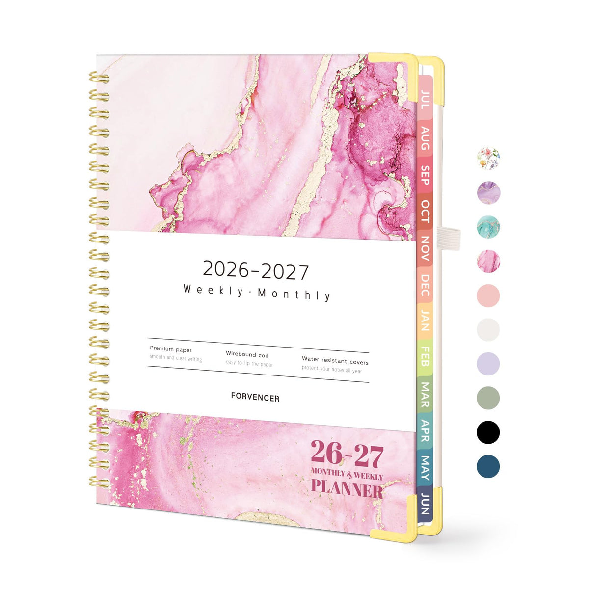 Forvencer Academic Planner 2026-2027, Calendar Jul 2026-Jun 2027, 8.5"x11" | Hardcover Weekly & Monthly Planner, Daily Agenda Book with Tabs, College School Organizer for Student Teacher, Pink