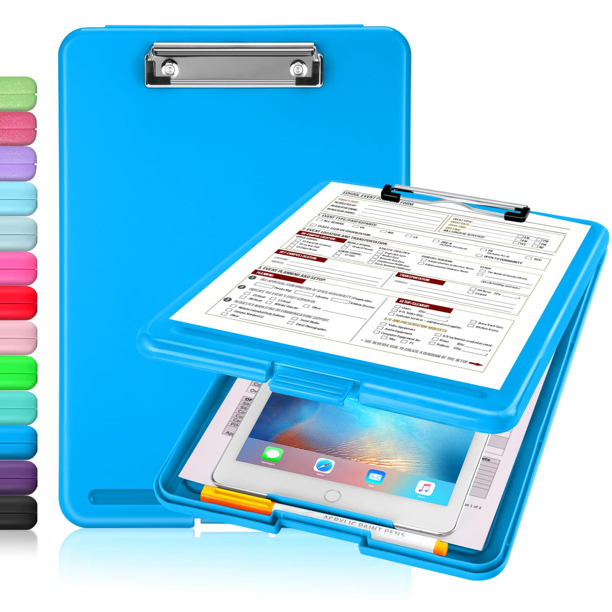 Sooez Clipboard with Storage, Plastic Nursing Clip Board, 8.5" x 11", Work | Sturdy Clipboards Foldable, Cute Hanging Clip Board Case, Teacher, Classroom Must Haves, Office School Supplies, Women & Men