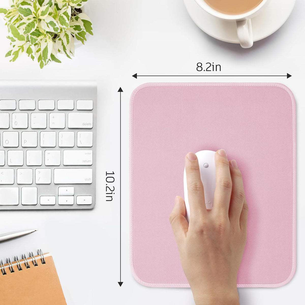Pink Mouse Pad, Nice and Cute Mouse Pad, Splash-Proof Textured 10.2 x 8.2Inch, Stitched Edge Non-Slip Waterproof Rubber