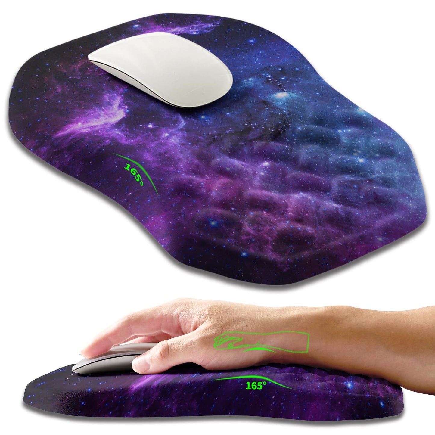 Ergonomic Slope Mouse Pad Wrist Support, Wrist Rest Mousepad for Carpal Tunnel Pain Relief with Massage Bulge and Slow Rebound Memory Foam (12x8 inch, Black)