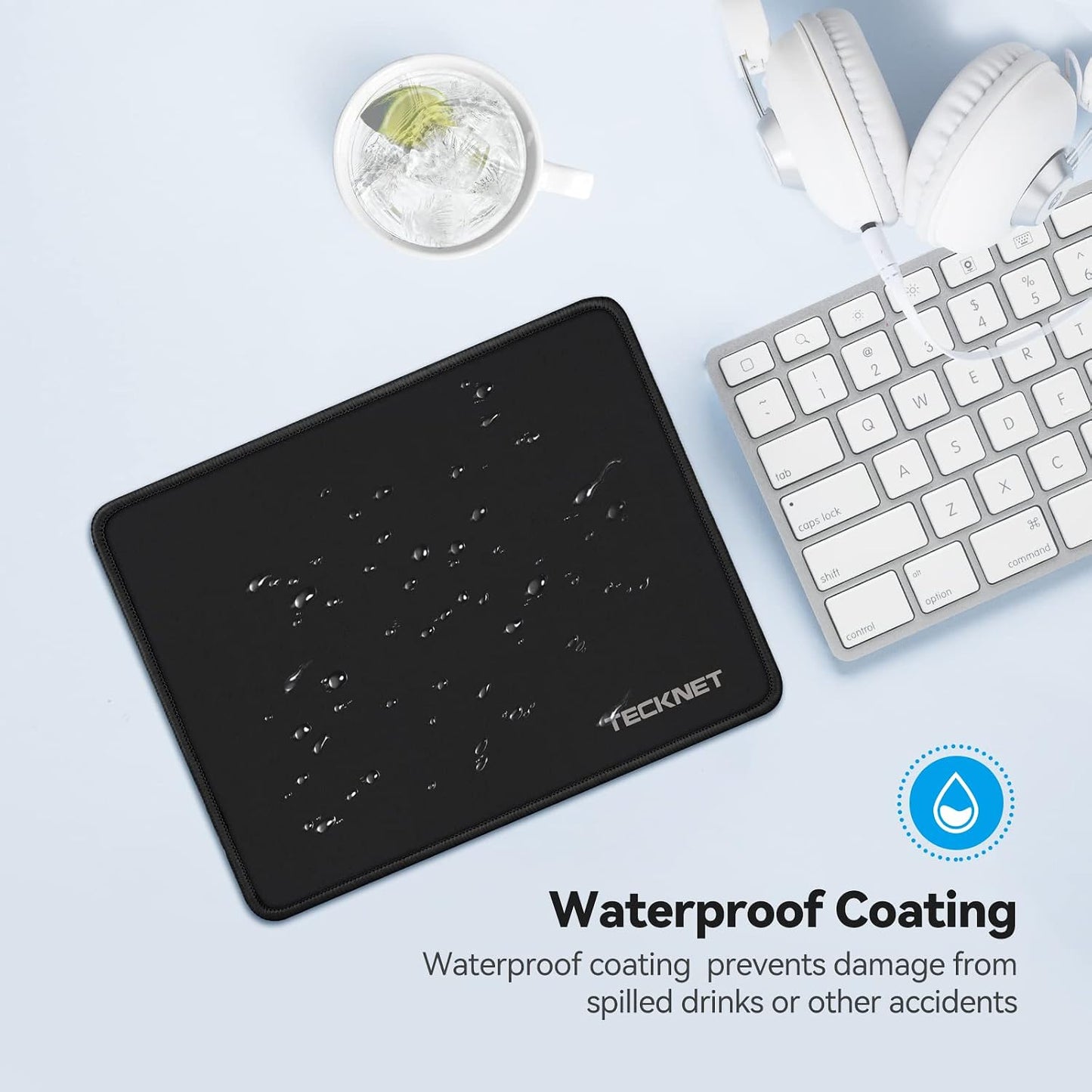 TECKNET 4 Pack Mouse Pad with Durable Anti-fray Stitching, Small Mousepad | Anti-slip Rubber Base, Ultra-smooth Surface, Waterproof Material, Gaming Mouse Mat for Laser and Optical Mice, Black