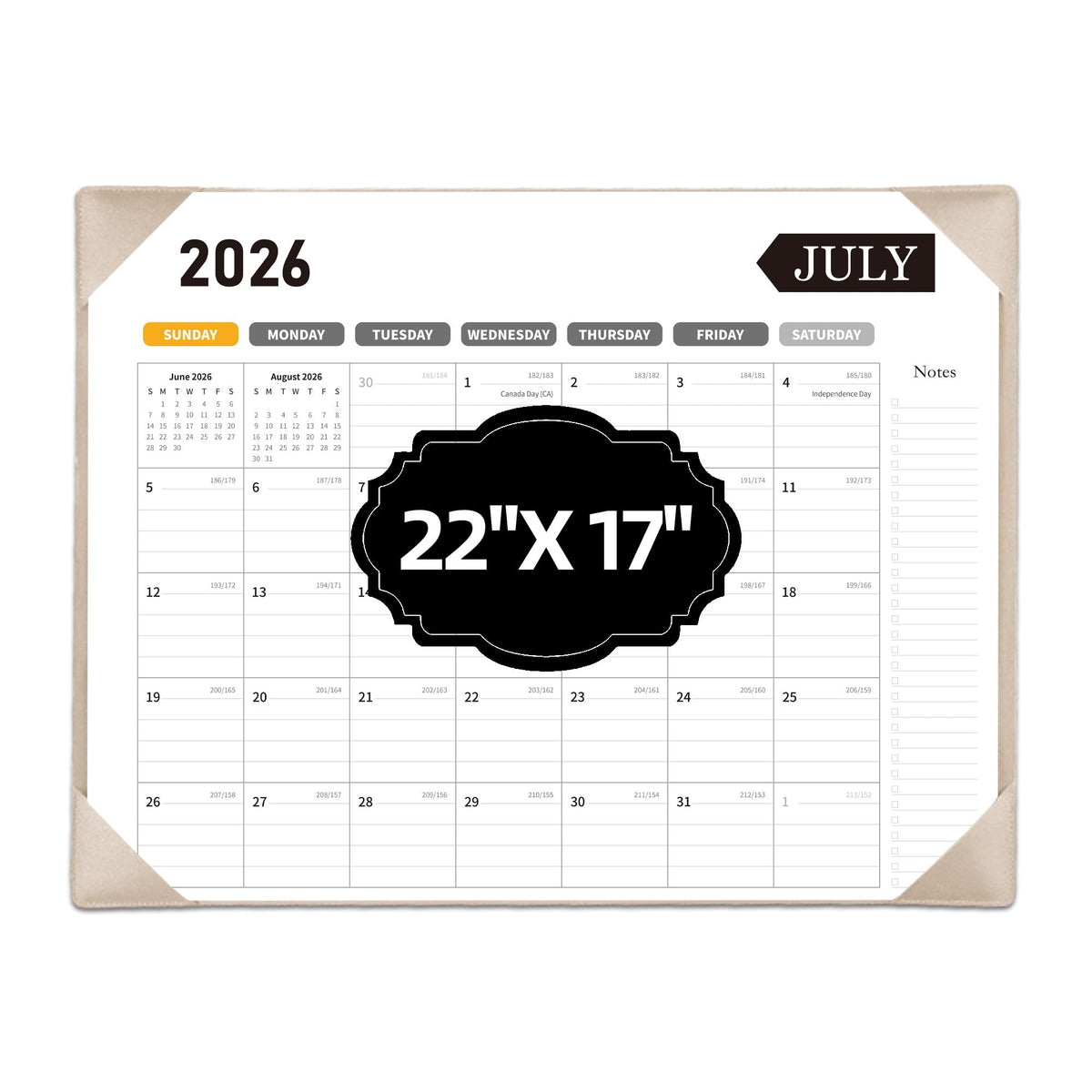 Desk Calendar 2026-2027, 22 x 17, Jun. 2026-Dec. 2027, PU Desk Pad | Academic Planner and Desktop Calendar for Teachers, Students, Home Office, Back to School Supplies, Desk Accessories