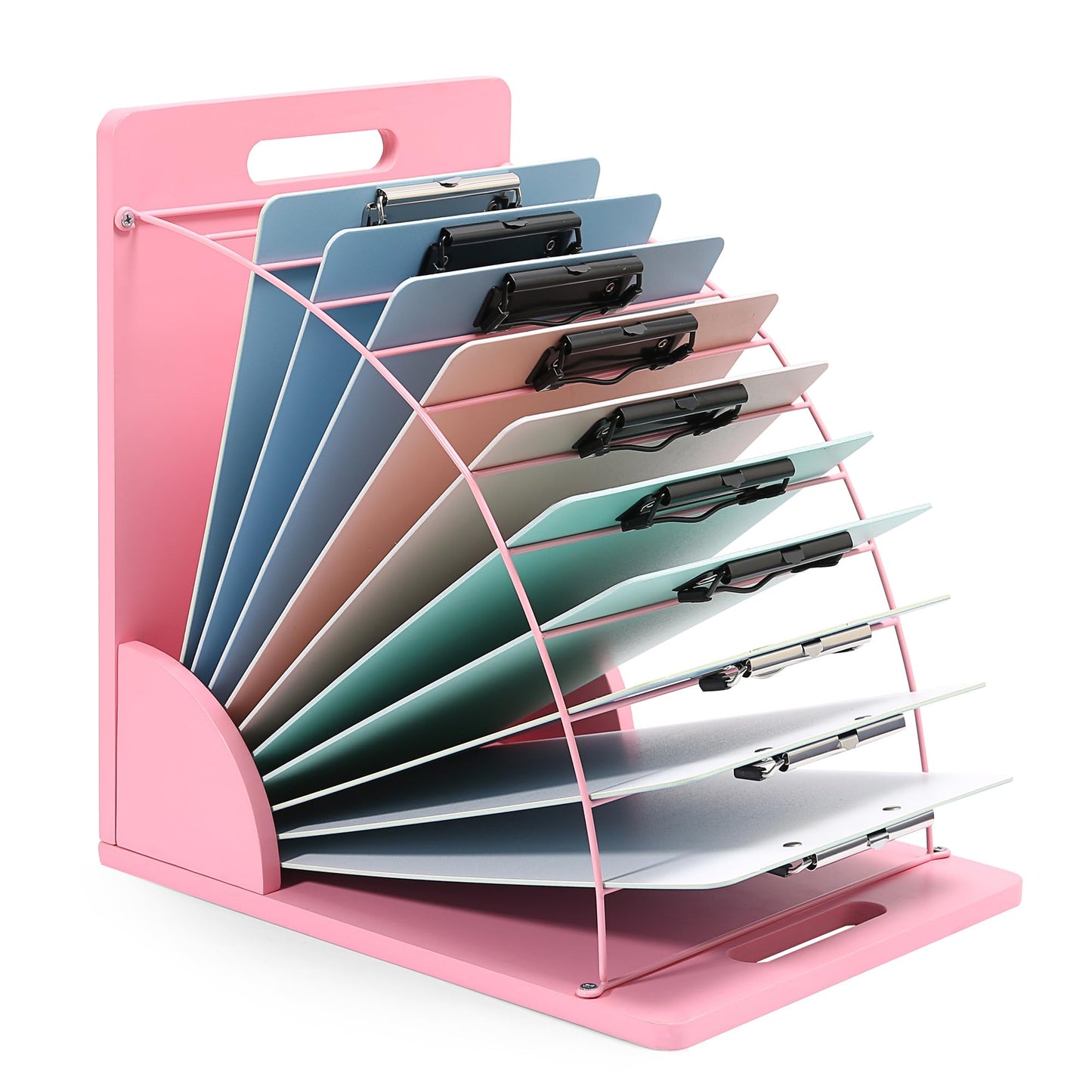 Clipboard Holder - 12 Layer Clipboard Storage Rack, Wooden Clipboards Organizer with Sturdy Metal Shelf for Classroom Office Desk Accessories Essentials Supplies Workshop Teacher Must Haves