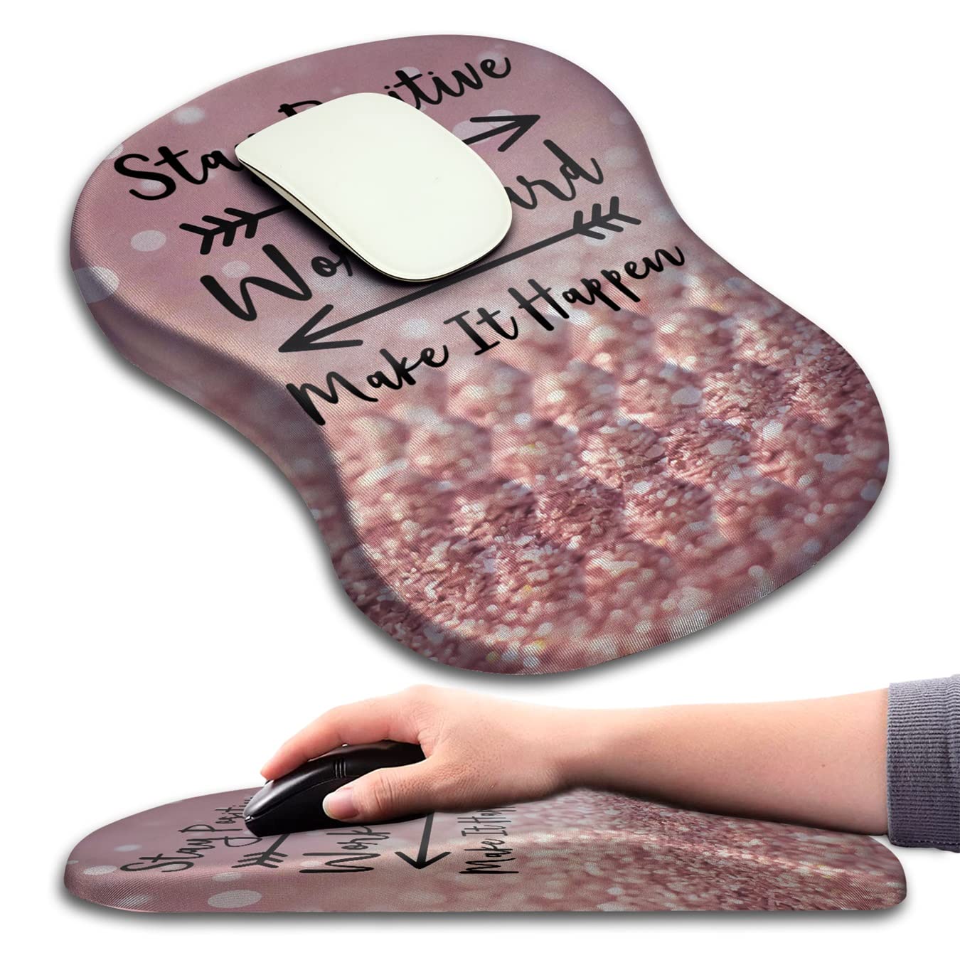 Mouse Pad Wrist Support, Ergonomic Mouse Pad with Massage Dot, Comfortable Computer Mouse Pad for Laptop, Wrist Rest Pain Relief Mousepad with Non-Slip PU Base for Office & Home, 12 x 8 in