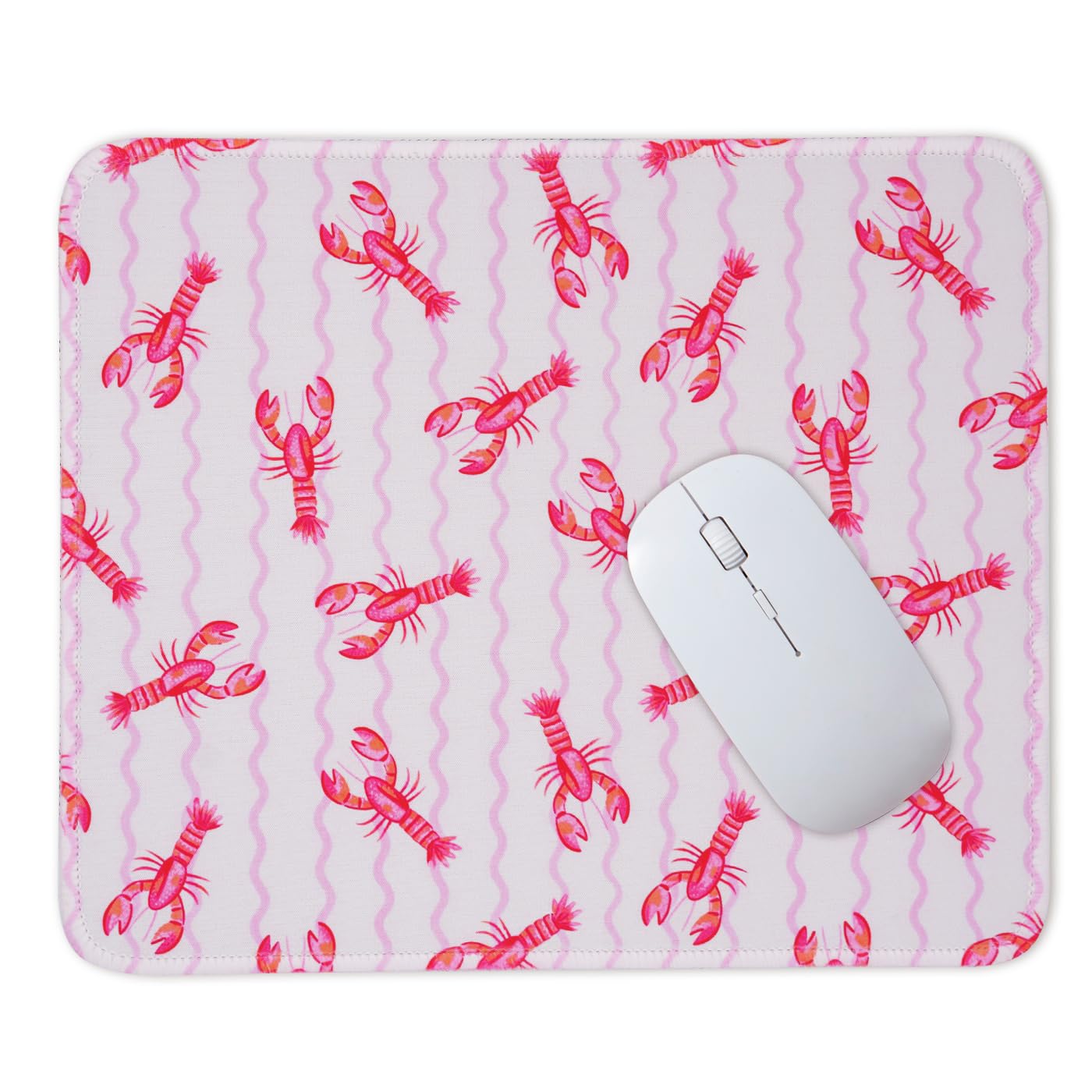 Mouse Pad for Desk with Stitched Edge, Premium Cute Washable Mouse Pads. Computer Mousepad with Non-Slip Rubber Base, Mousepads for Laptop, 9.25x7.75x0.12 inch (Pink Stripes)