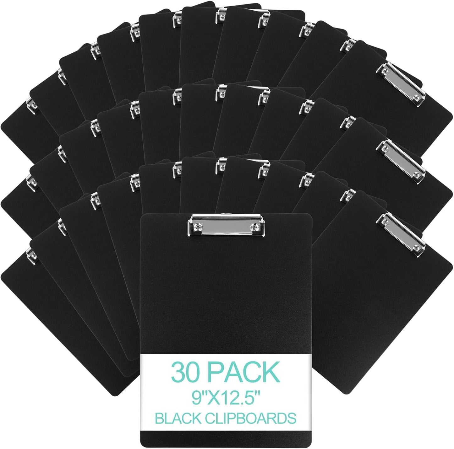 MIVIDE 30 Pack Black Clipboards, Black Plastic Clipboards Bulk, Plastic Office Clipboard 12.4 x 8.9 Inch Size Clipboard for Classroom, Teacher, Home, Office Supply