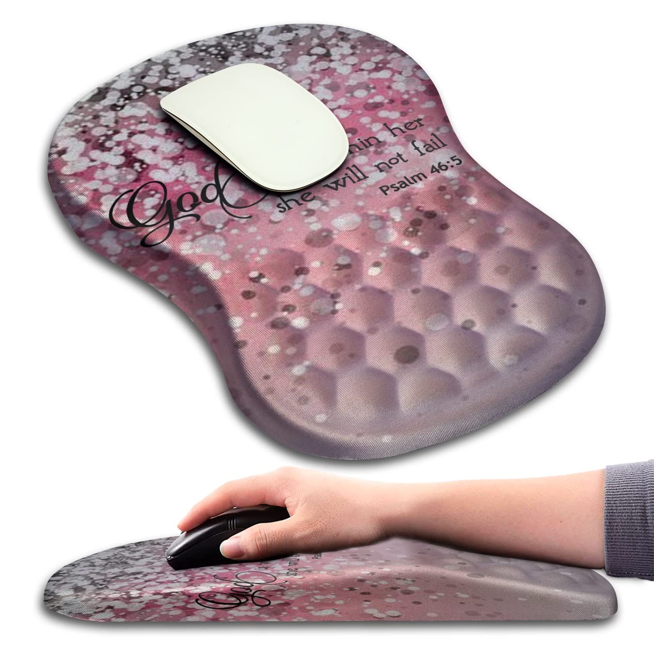 Mouse Pad Wrist Support, Ergonomic Mouse Pad with Massage Dot, Comfortable Computer Mouse Pad for Laptop, Wrist Rest Pain Relief Mousepad with Non-Slip PU Base for Office & Home, 12 x 8 in