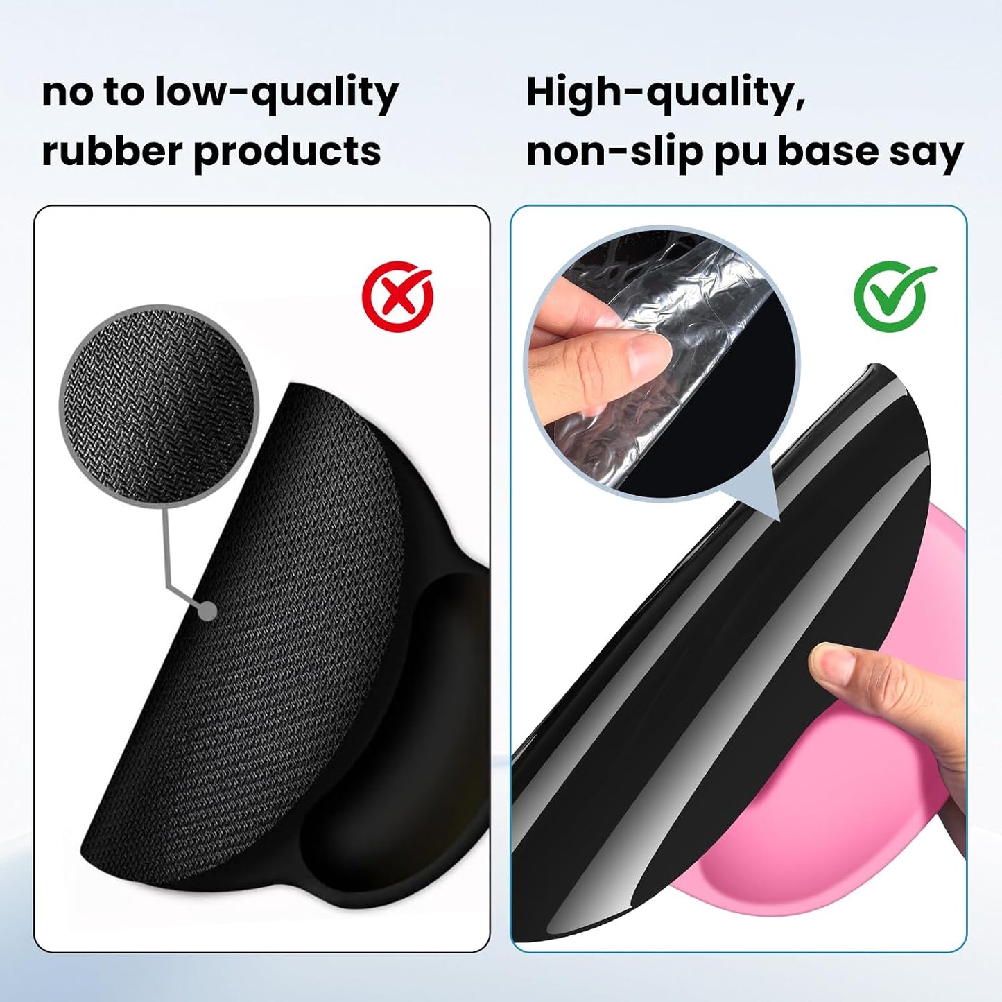 Pink Mouse pad with Wrist Rest,Relieving Pain Memory Foam Computer pad, Ergonomic Desktop Mouse, Silicone Material Mouse pad, with Non-Slip PU Base (Pink)