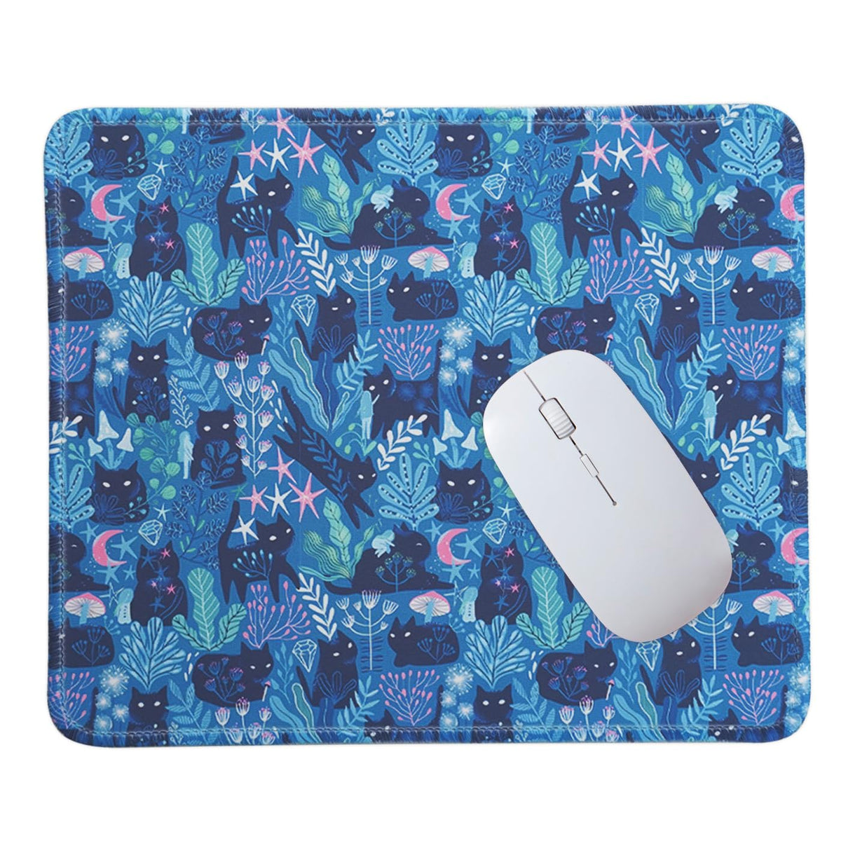 Mouse Pad for Desk with Stitched Edge, Premium Cute Washable Mouse Pads. Computer Mousepad with Non-Slip Rubber Base, Mousepads for Laptop, 9.25x7.75x0.12 inch (Pink Stripes)