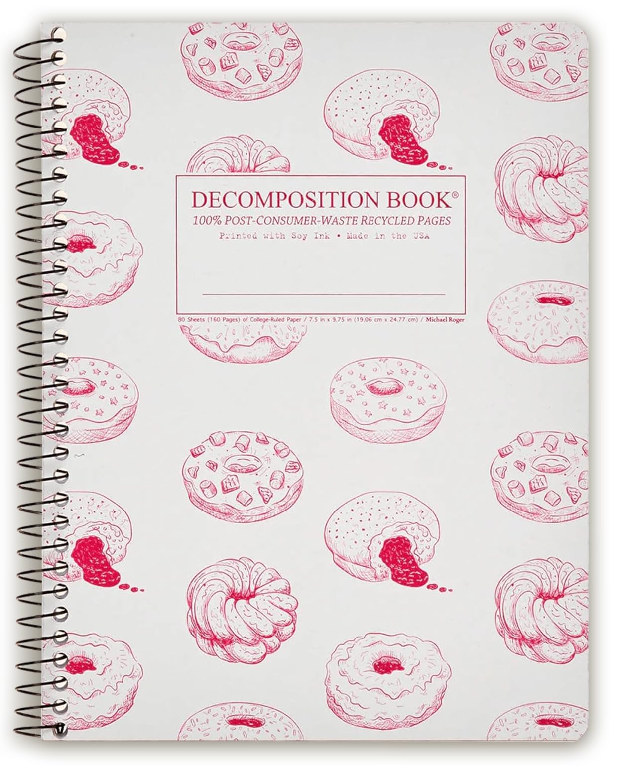 Decomposition Jellyfish College Ruled Spiral Notebook - 9.75 x 7.5 Journal with 160 Lined Pages - 100% Recycled Paper - Cute Notebooks for School Supplies, Home & Office - Made in USA