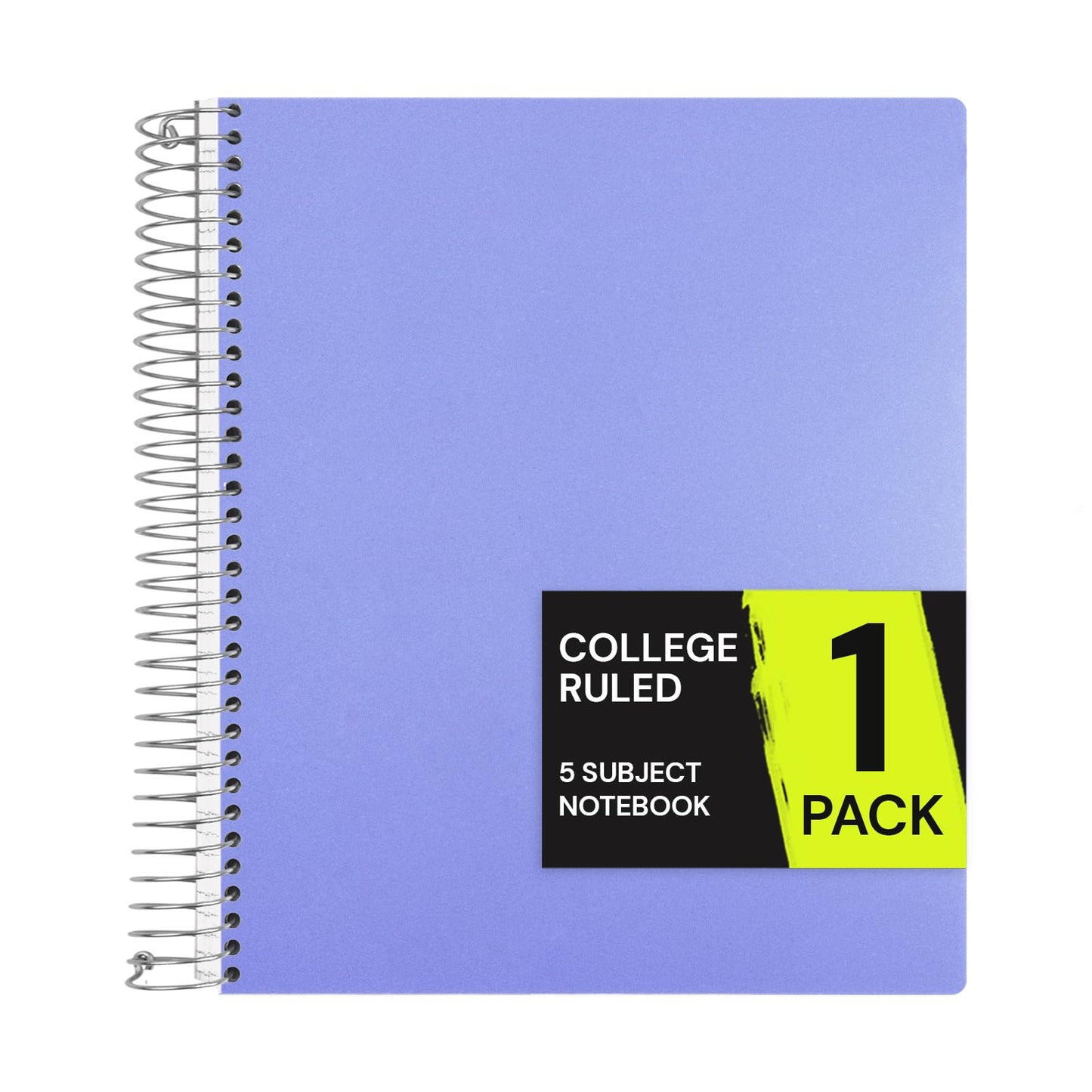 ONAVIA Pink 5 Subject Spiral Notebook College Ruled, 400 Pages | 200 Sheets, 9 x 11 in, 6 Pack Waterproof Plastic Cover, Durable, School Notebooks, Classroom, Teachers