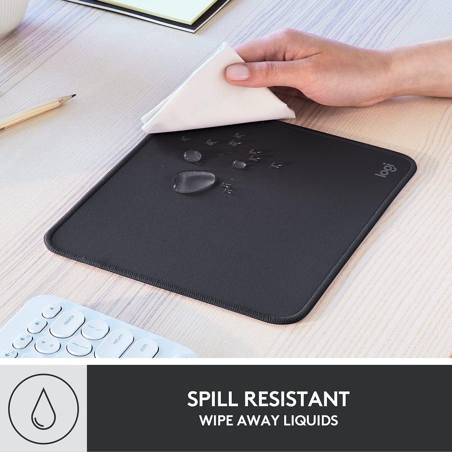 Logitech Studio Series Computer Mouse Pad - Graphite | Anti-slip rubber base, easy gliding surface, durable materials, portable design, for computers