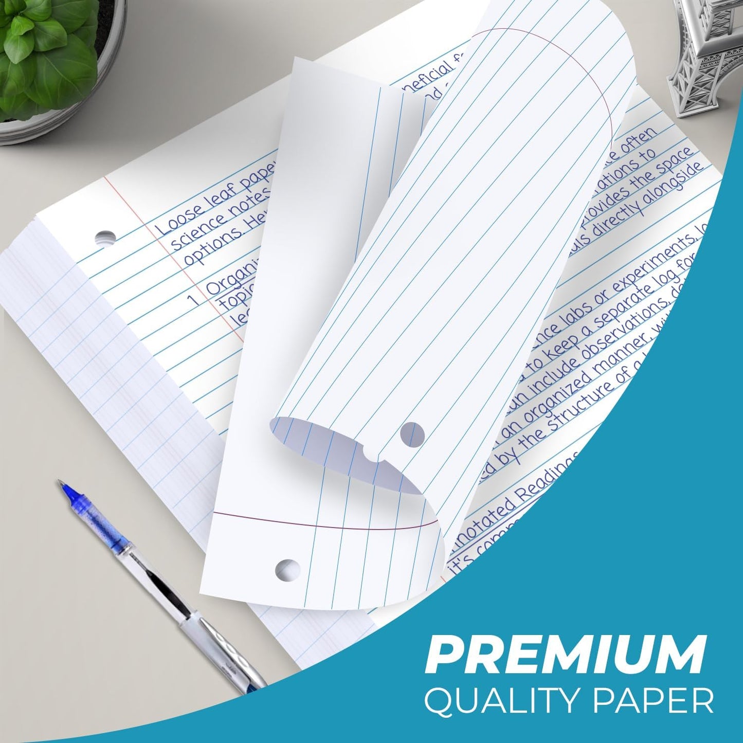 450 Sheets Loose Leaf Paper, 3 Pack, College Ruled Filler Paper | Bulk Office Filler Paper, 8" x 10.5", 3 Hole Punched, 150 Sheets/Pack, College Ruled Notebook Paper for Binder, White