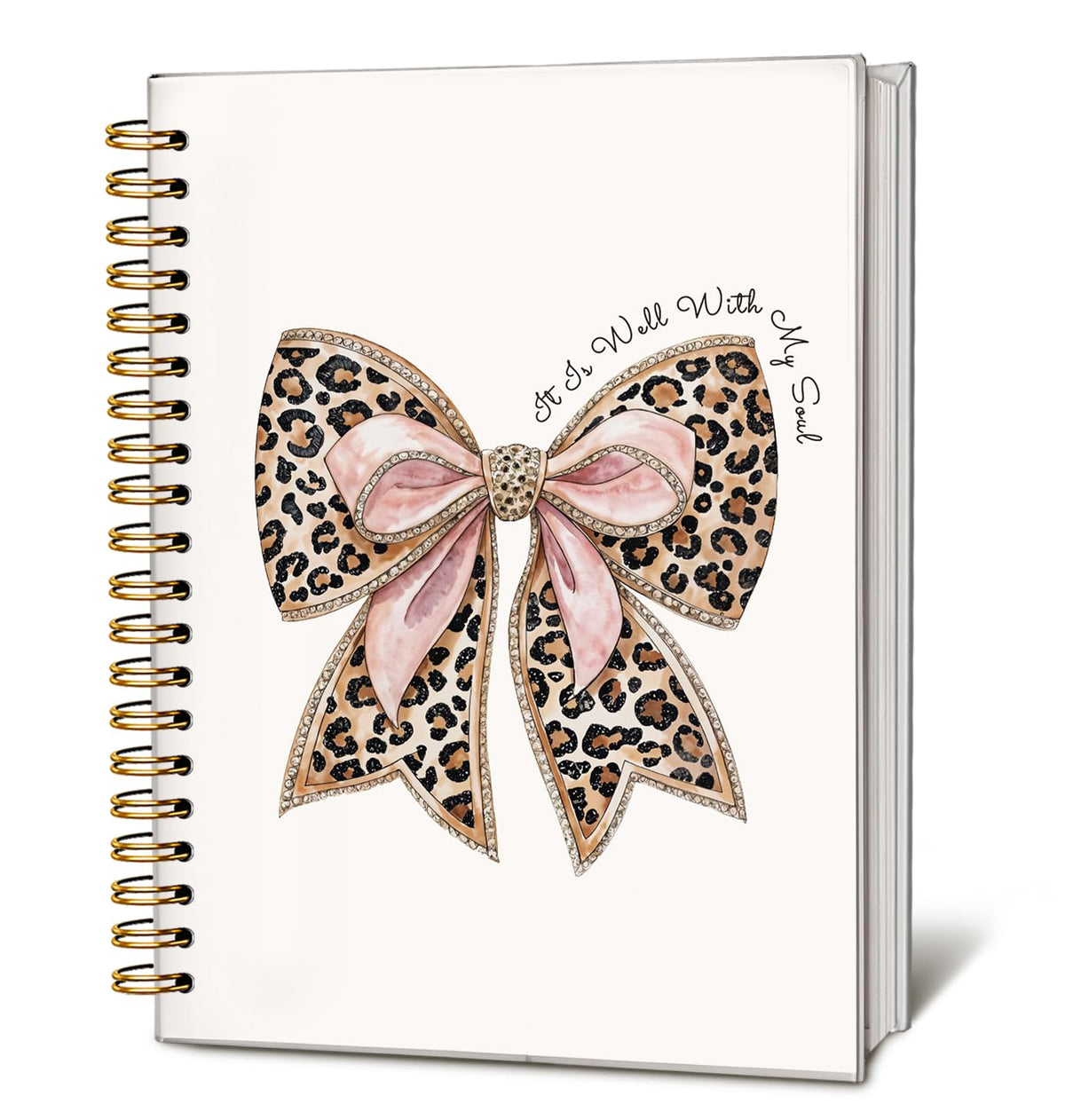 Cute Pink Bow Journal for Teen Girls & Women, Cute School Supplies - Cute Preppy Bow Stuff Birthday Gifts for Women Girls, Coquette Stuff Pink Bow Bible Hardcover Spiral Notebook 5.5x8.3