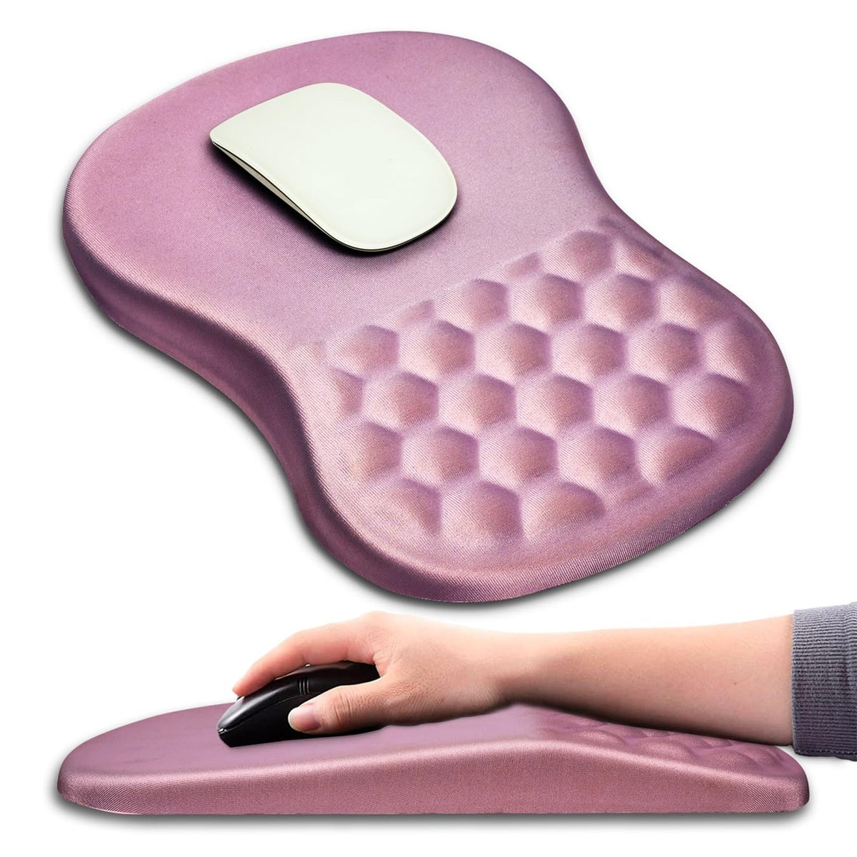 Mouse Pad Wrist Support, Ergonomic Mouse Pad with Massage Dot, Comfortable Computer Mouse Pad for Laptop, Wrist Rest Pain Relief Mousepad with Non-Slip PU Base for Office & Home, 12 x 8 in